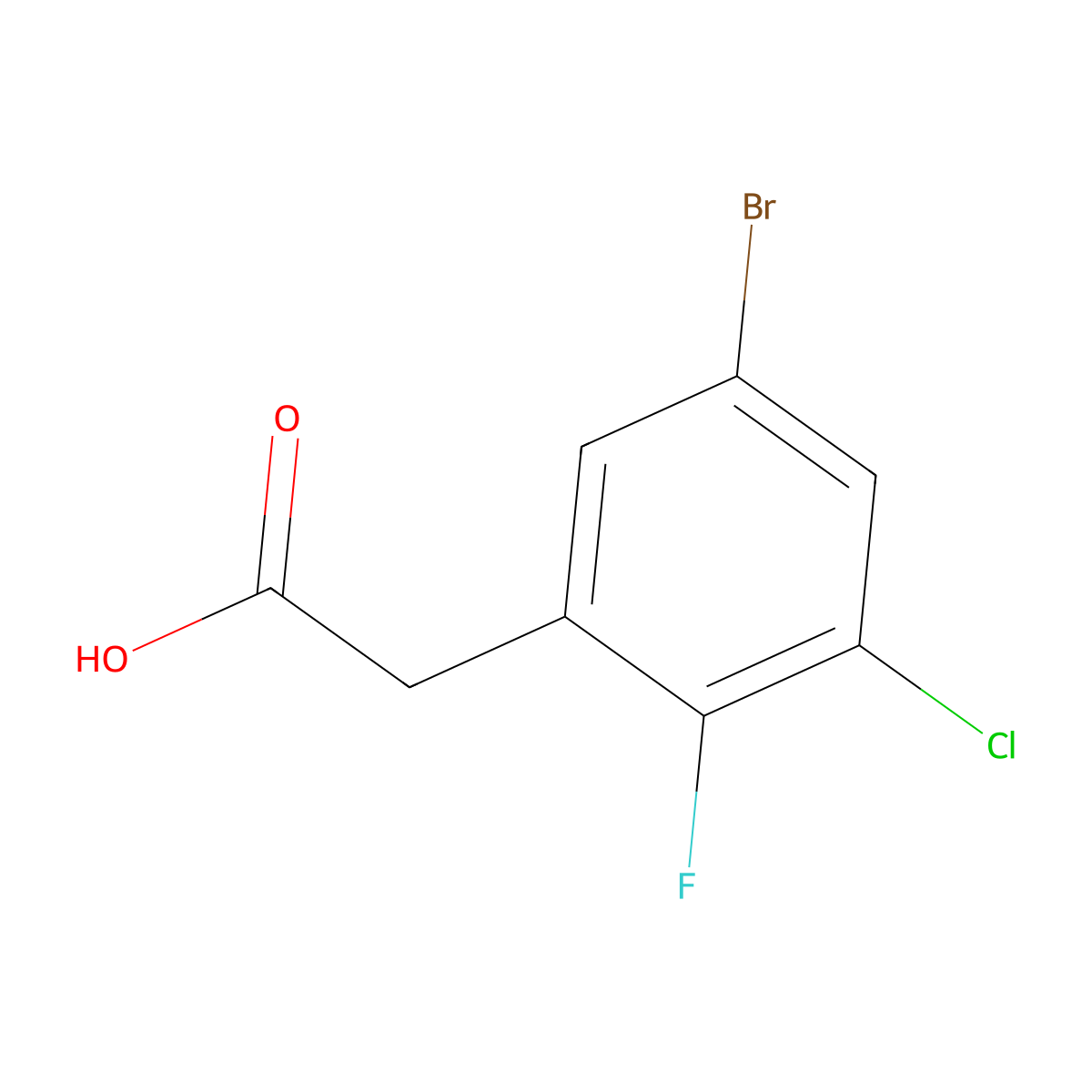 5-Bromo-3-chloro-2-fluorophenylacetic acid molecular structure, CAS 1537364-77-4