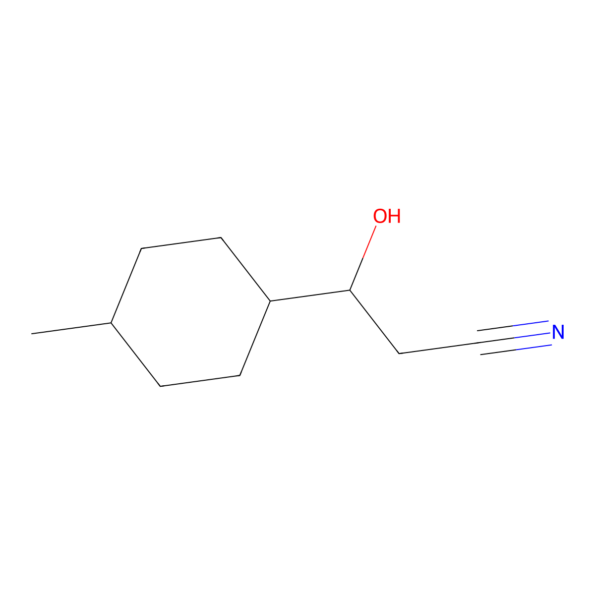 3-Hydroxy-3-(4-methylcyclohexyl)propanenitrile molecular structure, CAS 1537369-38-2