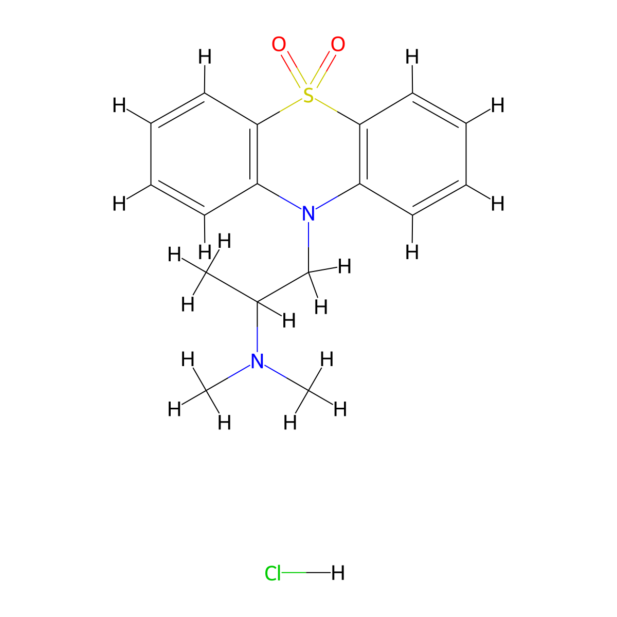 Dioxopromethazine hydrochloride molecular structure, CAS 15374-15-9
