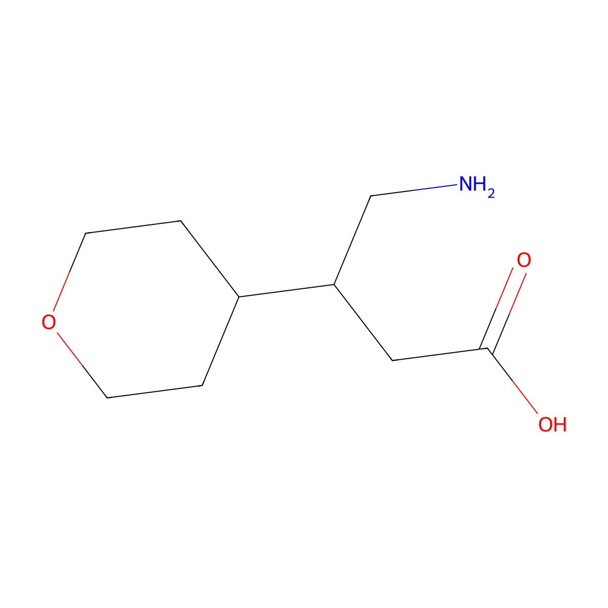 4-Amino-3-(oxan-4-yl)butanoic acid molecular structure, CAS 1537412-25-1