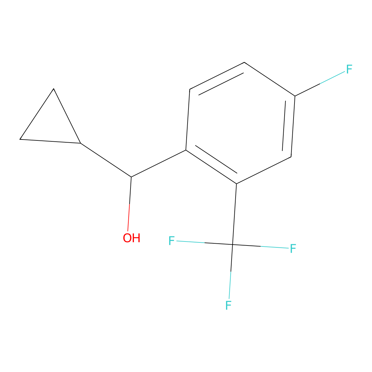 Cyclopropyl(4-fluoro-2-(trifluoromethyl)phenyl)methanol molecular structure, CAS 1537422-34-6