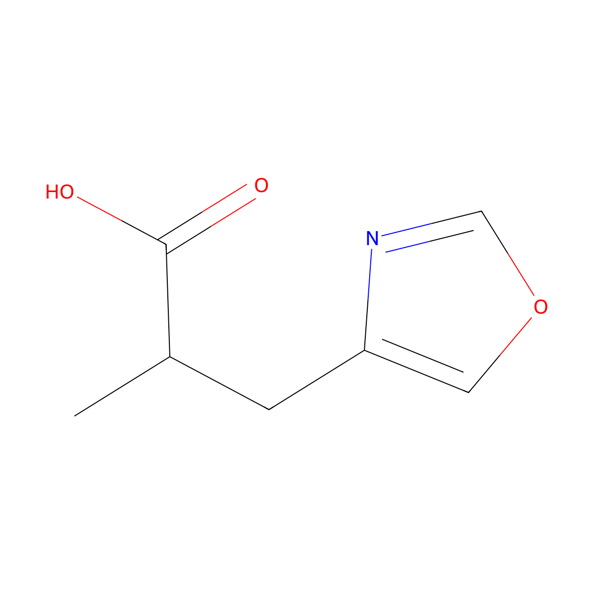 2-Methyl-3-(oxazol-4-yl)propanoic acid molecular structure, CAS 1537424-50-2