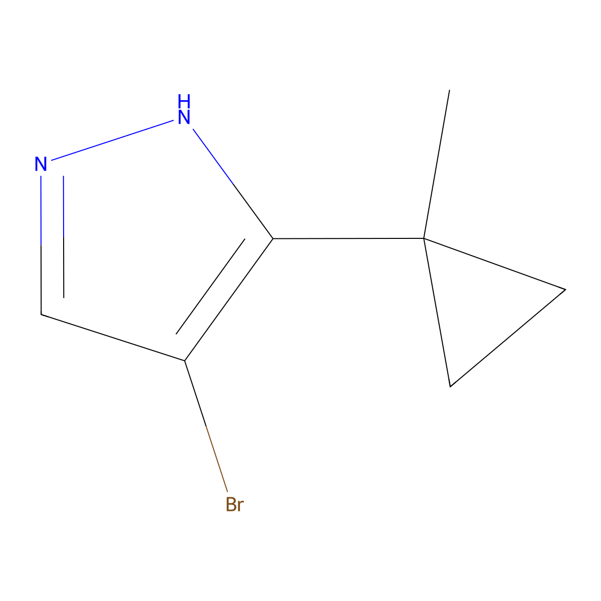 4-bromo-3-(1-methylcyclopropyl)-1H-pyrazole molecular structure, CAS 1537445-10-5