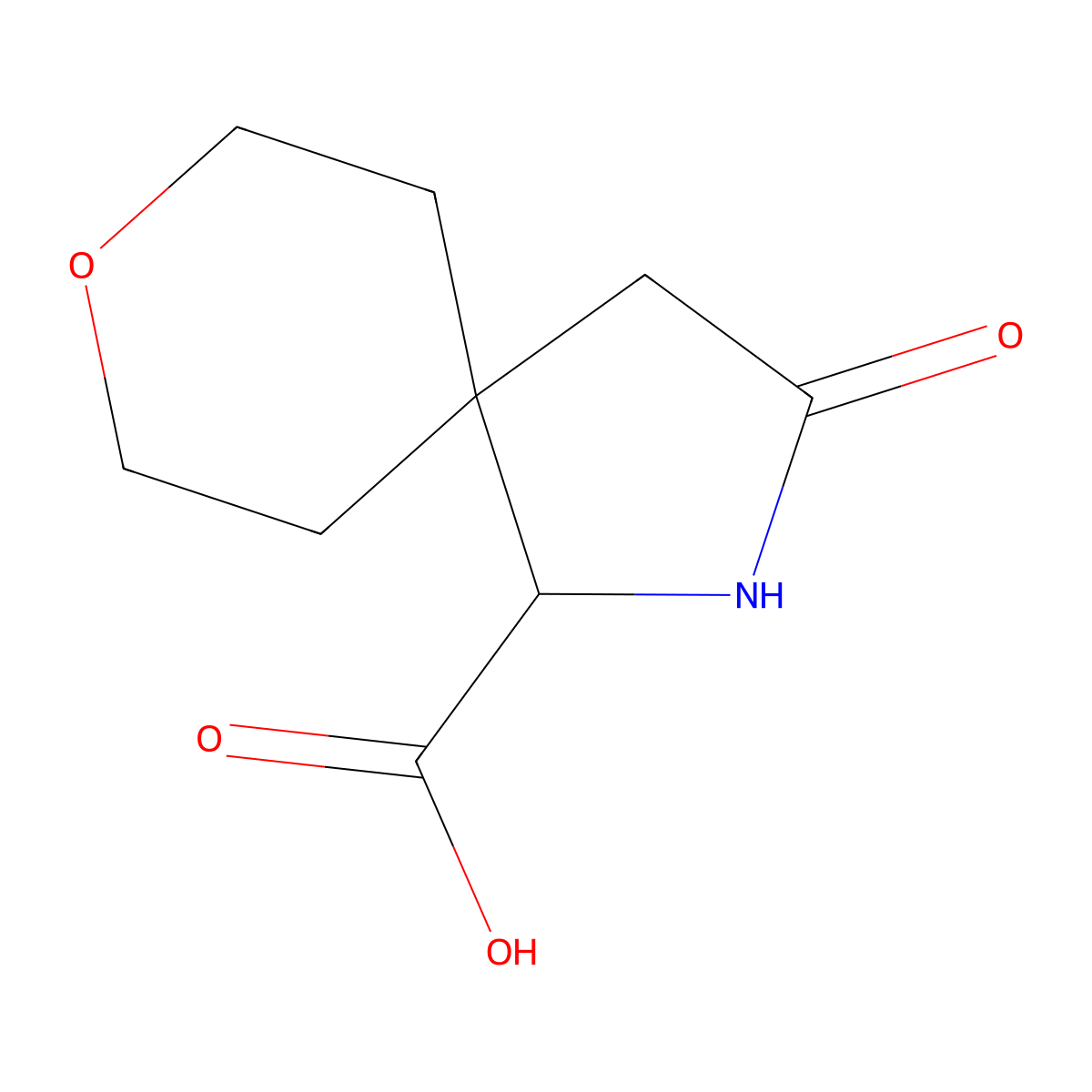 3-Oxo-8-oxa-2-azaspiro[4.5]decane-1-carboxylic acid molecular structure, CAS 1537445-14-9
