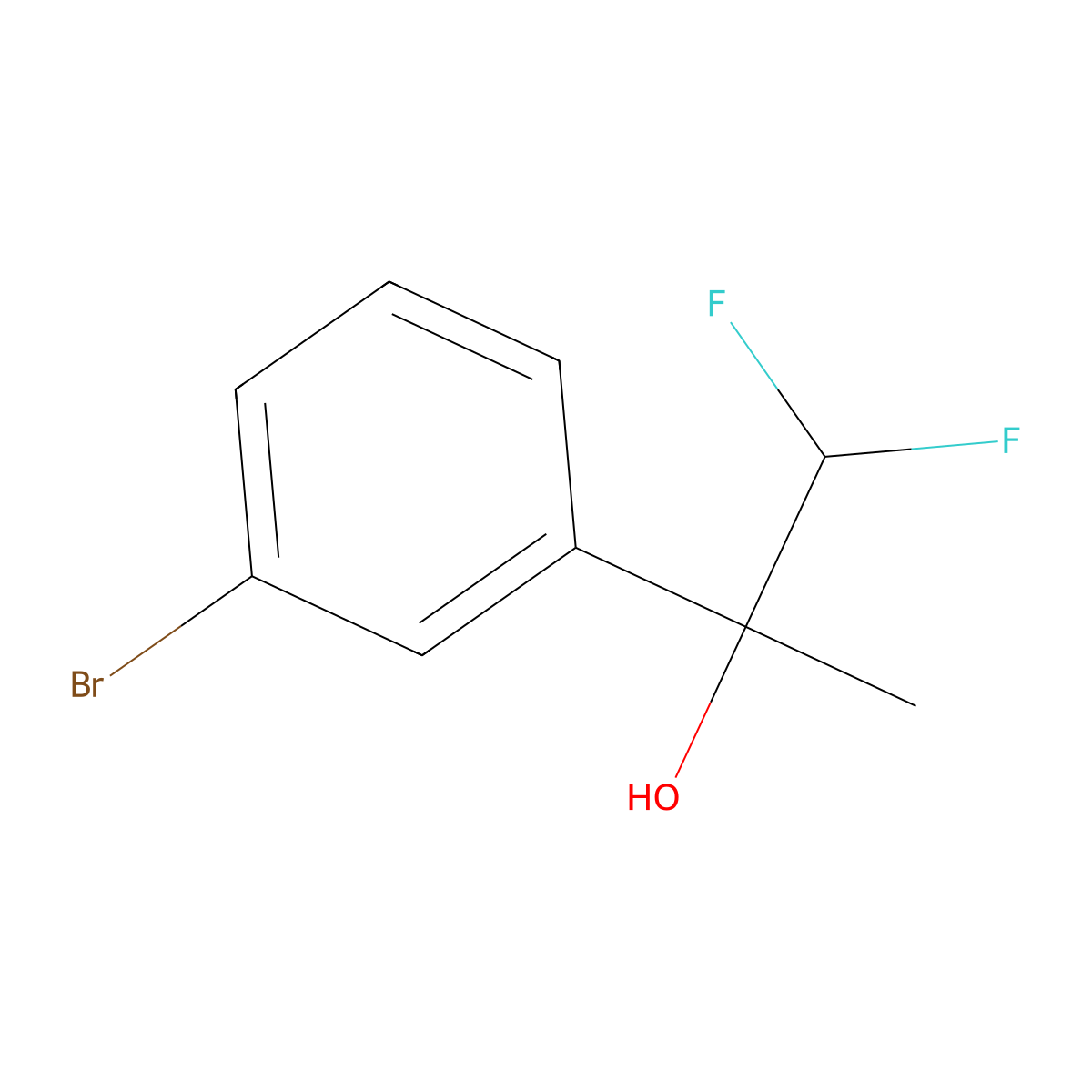 2-(3-Bromophenyl)-1,1-difluoropropan-2-ol molecular structure, CAS 1537452-62-2