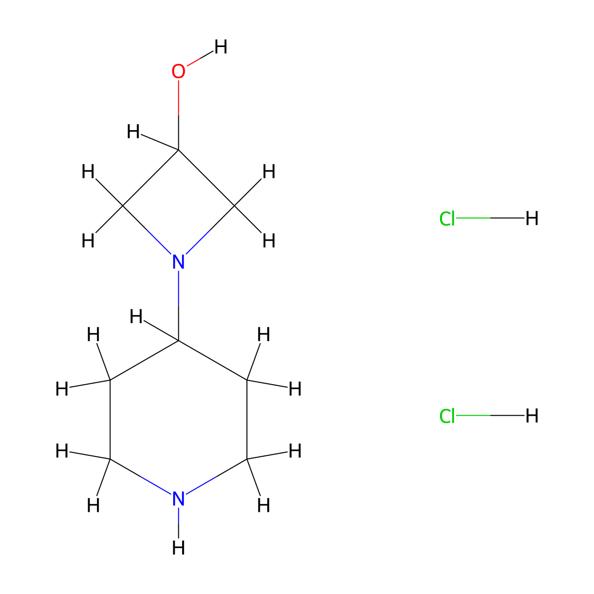 1-(Piperidin-4-yl)azetidin-3-ol dihydrochloride molecular structure, CAS 1537465-19-2