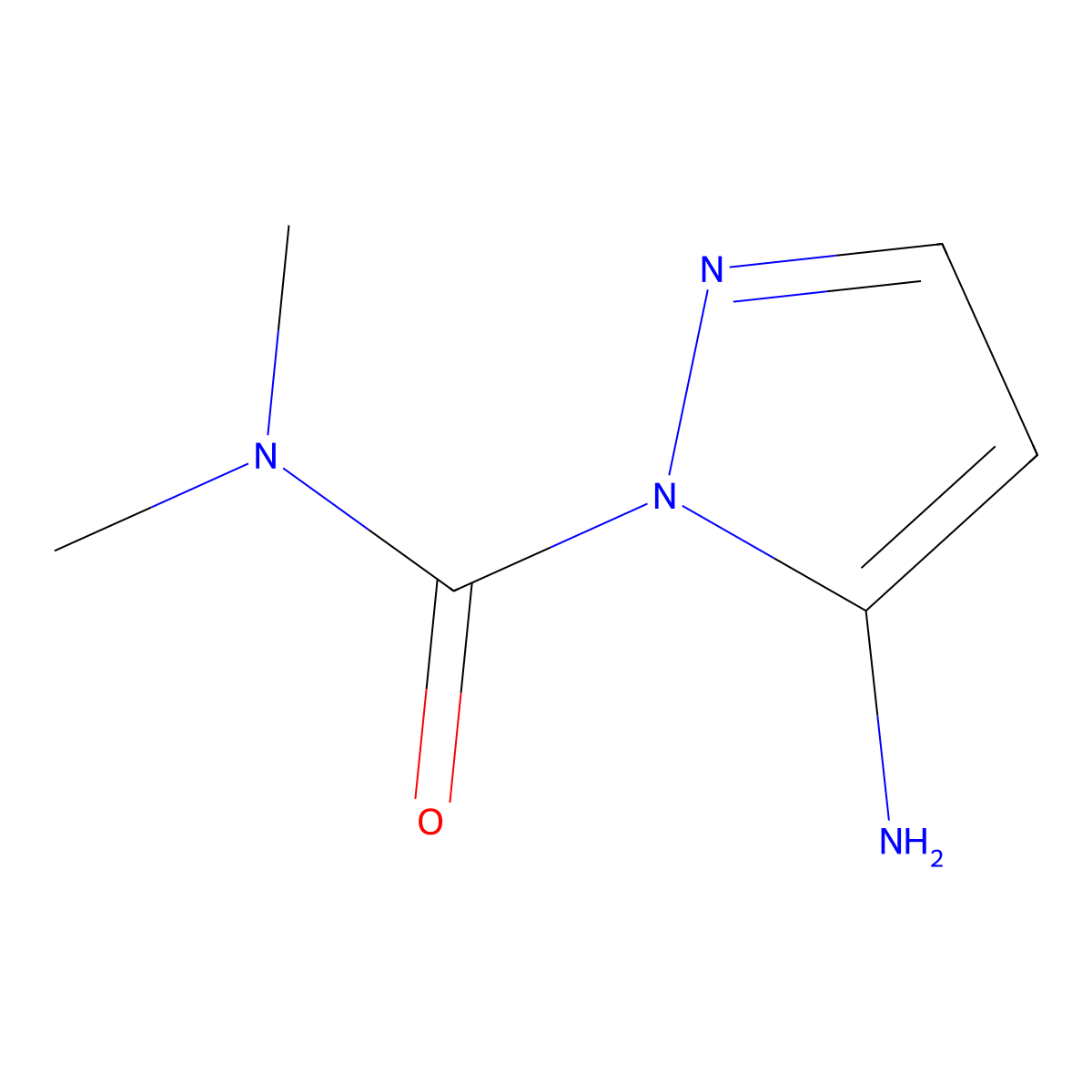 5-Amino-N,N-dimethyl-1H-pyrazole-1-carboxamide molecular structure, CAS 153748-64-2