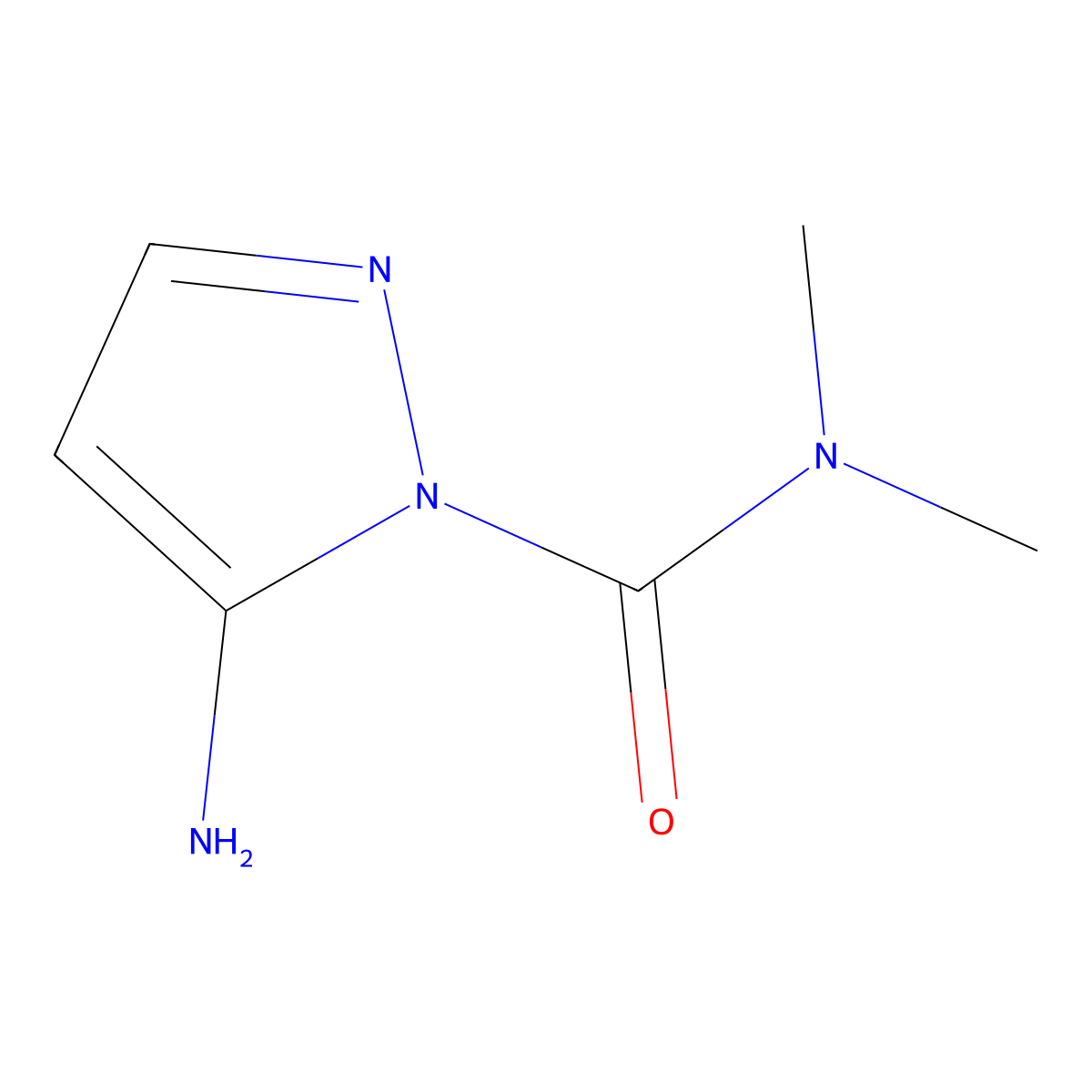 5-Amino-N,N-dimethyl-1H-pyrazole-1-carboxamide molecular structure, CAS 153748-64-2