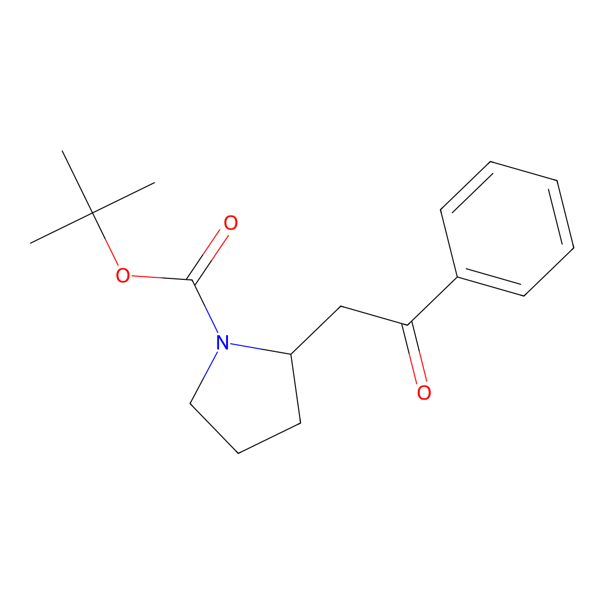 Tert-butyl 2-(2-oxo-2-phenylethyl)pyrrolidine-1-carboxylate molecular structure, CAS 153749-83-8