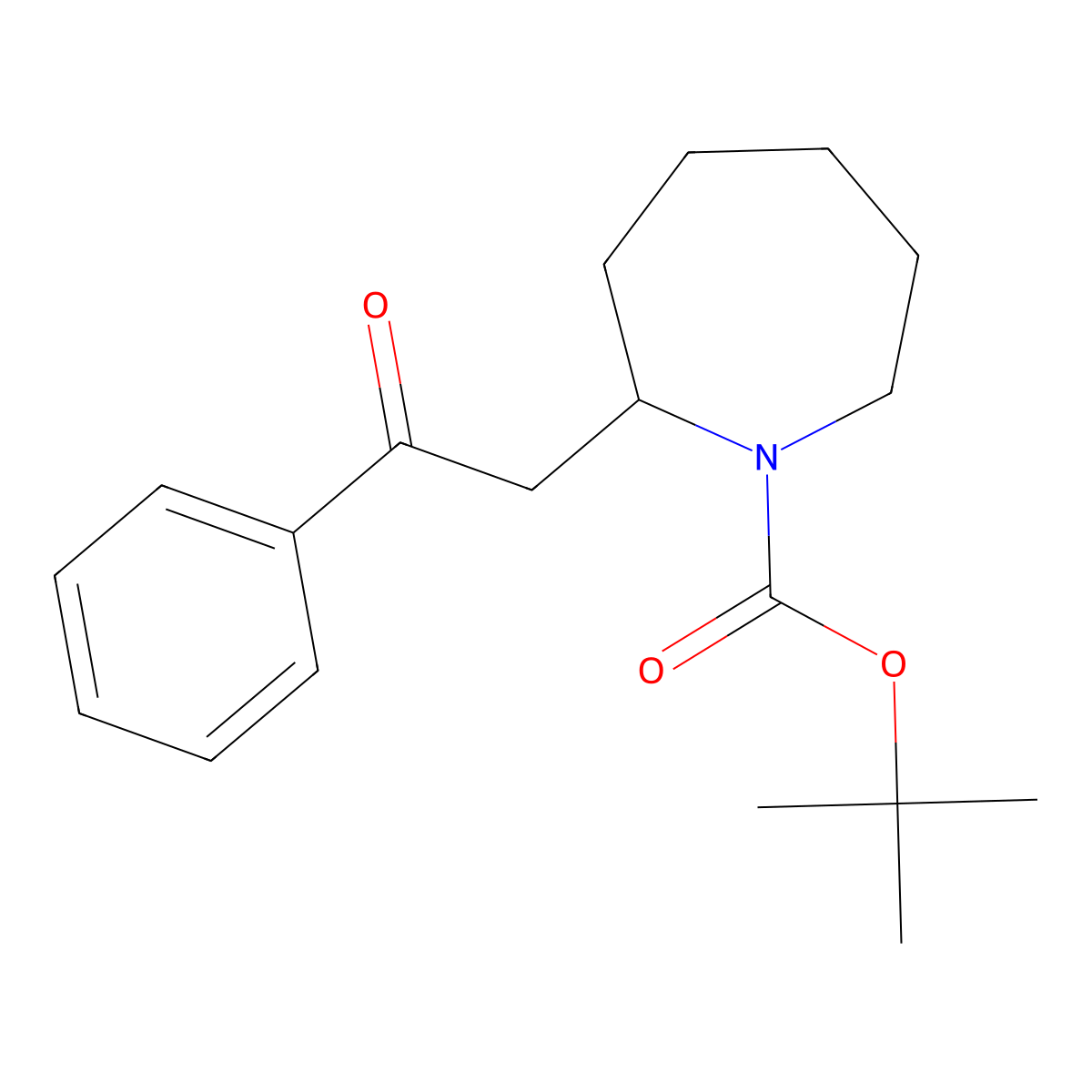 Tert-butyl 2-(2-oxo-2-phenylethyl)azepane-1-carboxylate molecular structure, CAS 153749-90-7