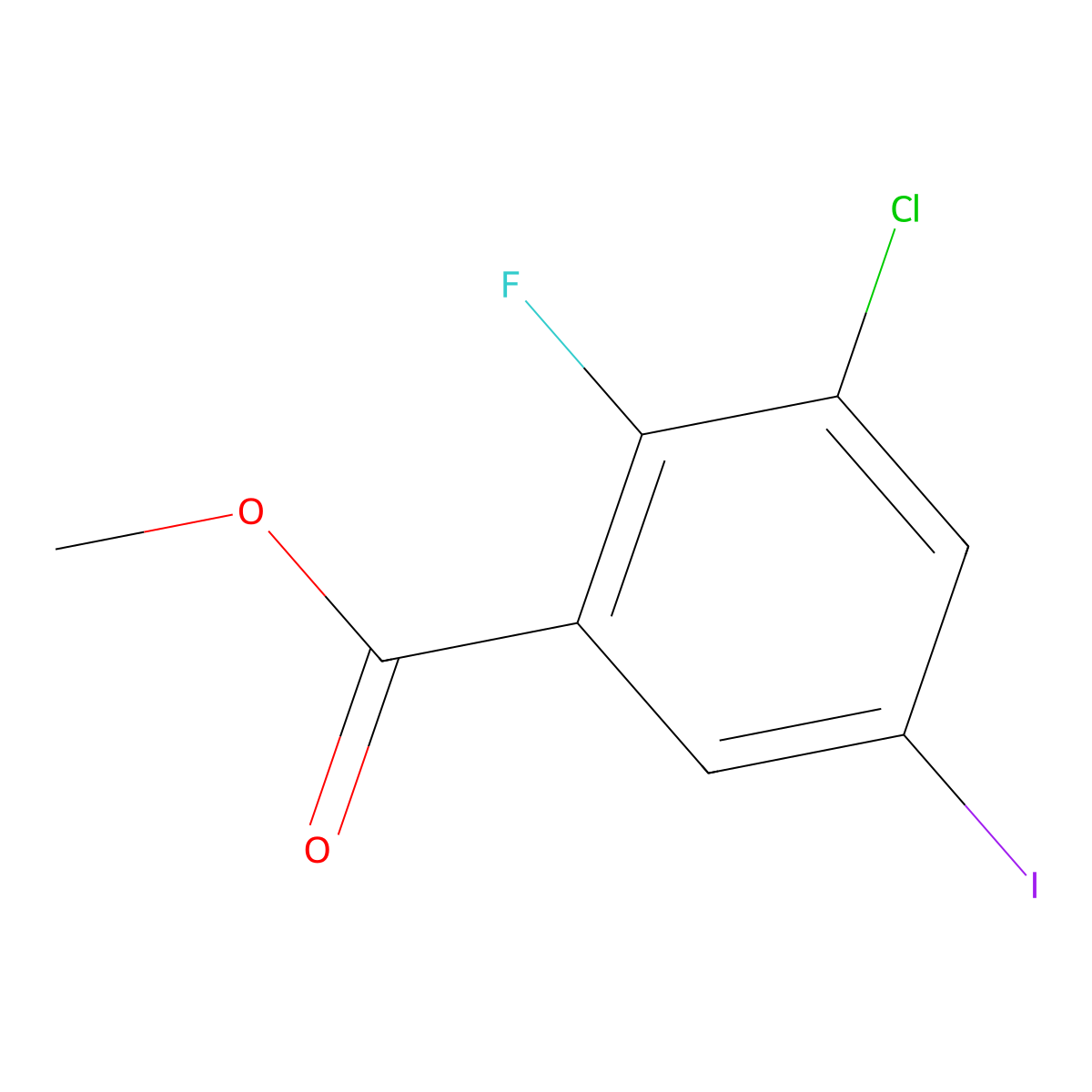 Methyl 3-chloro-2-fluoro-5-iodobenzoate molecular structure, CAS 1537505-56-8