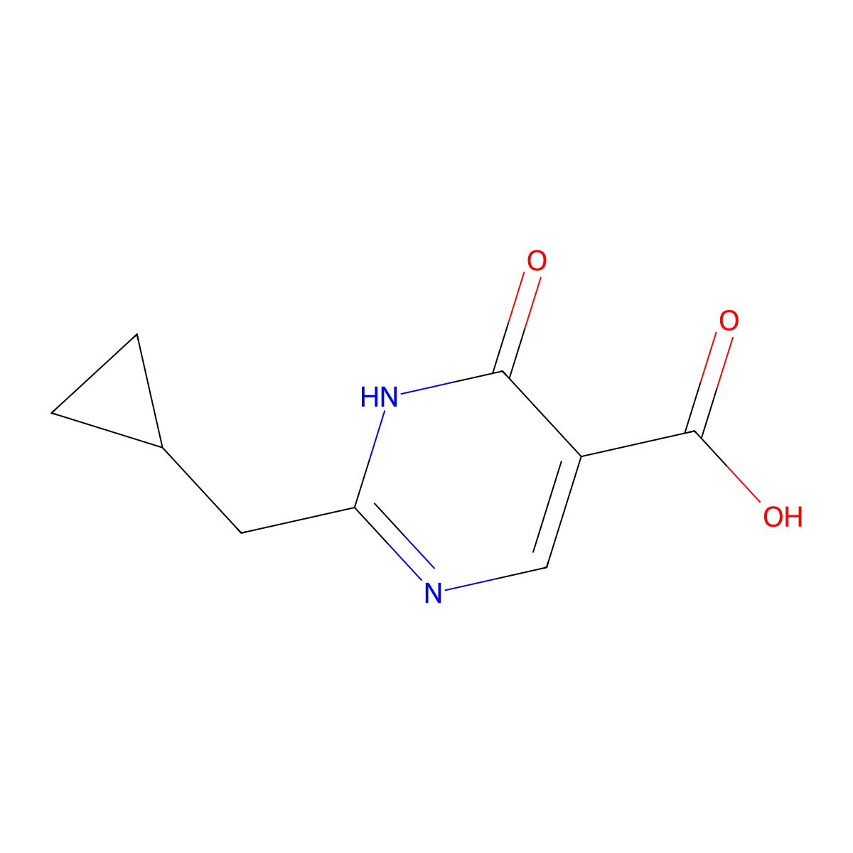 2-(Cyclopropylmethyl)-6-oxo-1,6-dihydropyrimidine-5-carboxylic acid molecular structure, CAS 1537523-75-3