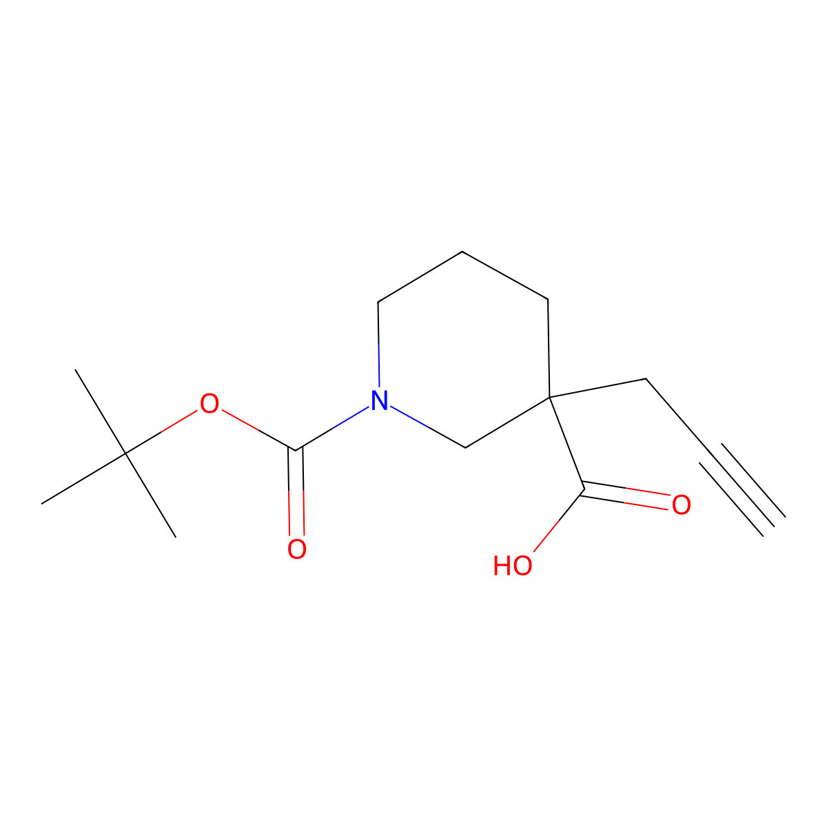 1-[(Tert-butoxy)carbonyl]-3-(prop-2-yn-1-yl)piperidine-3-carboxylic acid molecular structure, CAS 1537531-16-0