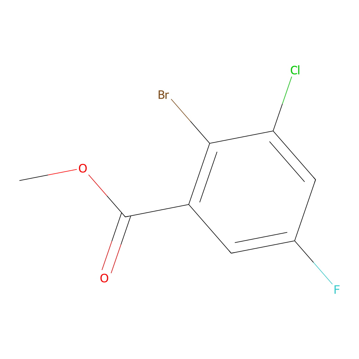 Methyl 2-bromo-3-chloro-5-fluorobenzoate molecular structure, CAS 1537548-66-5