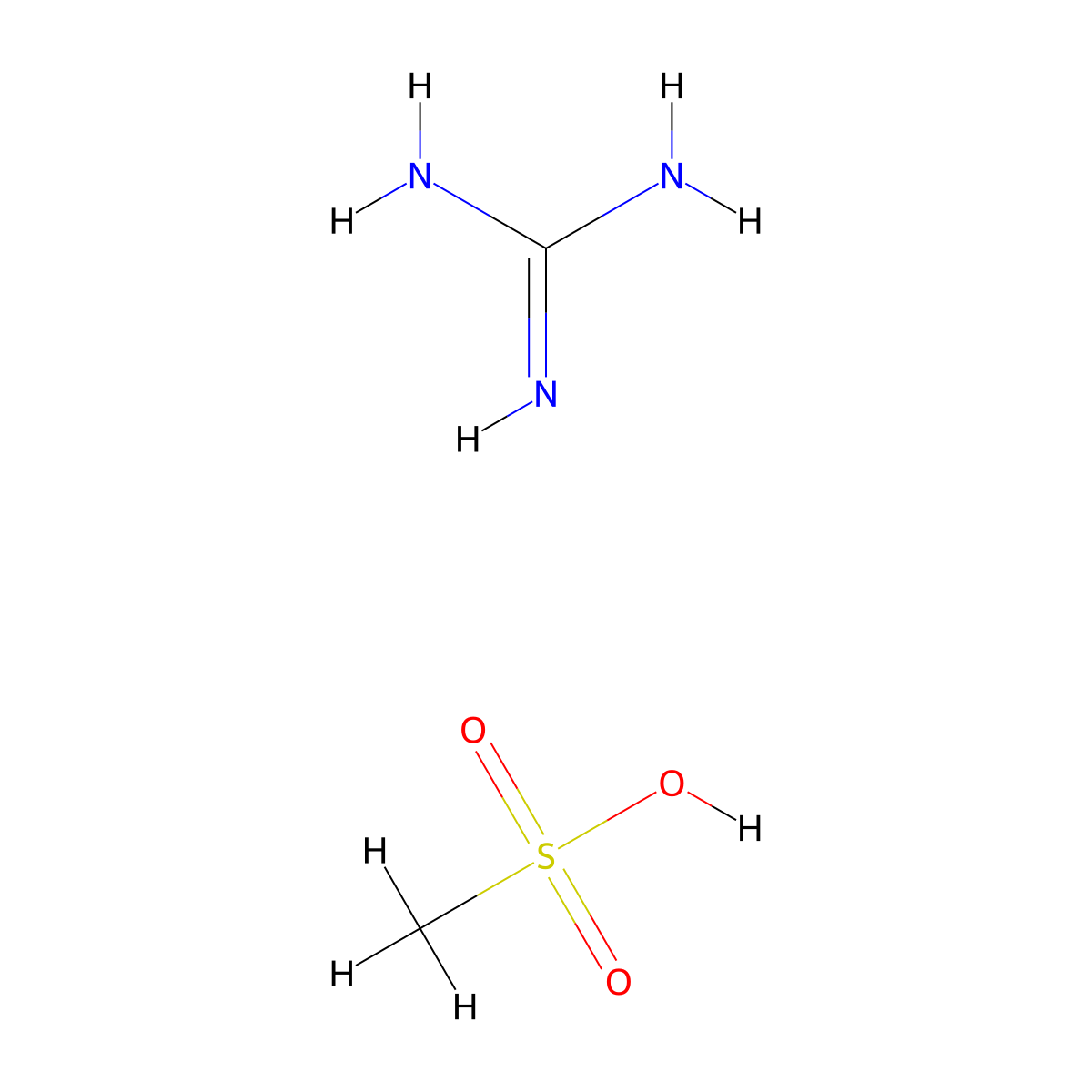 Guanidine, monomethanesulfonate molecular structure, CAS 153756-24-2