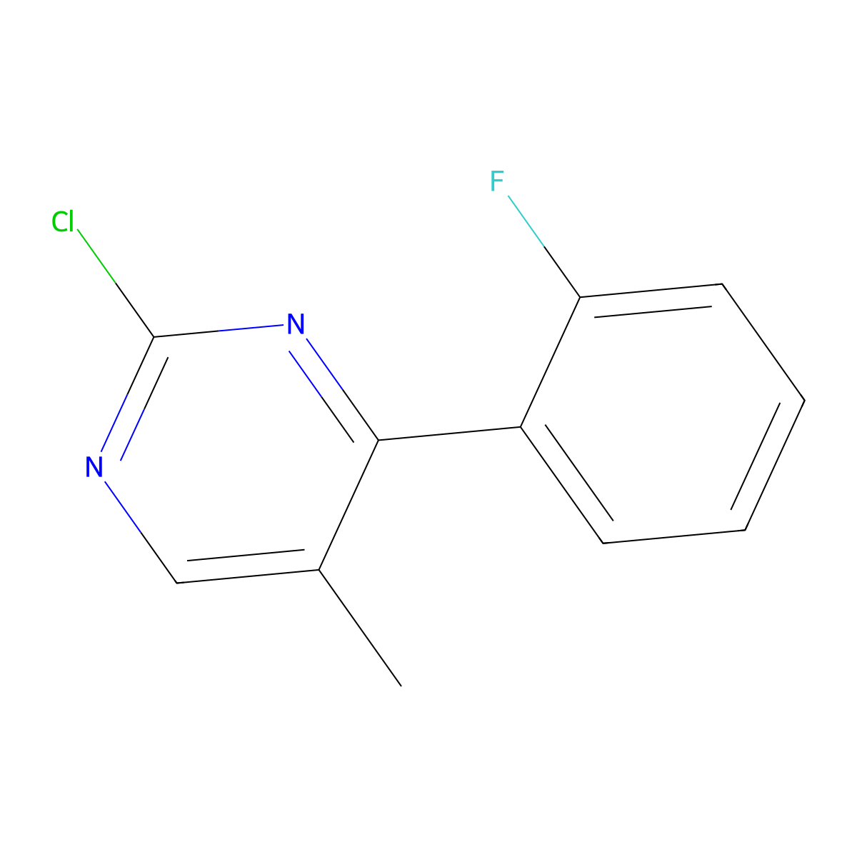 2-Chloro-4-(2-fluorophenyl)-5-methylpyrimidine molecular structure, CAS 1537572-82-9
