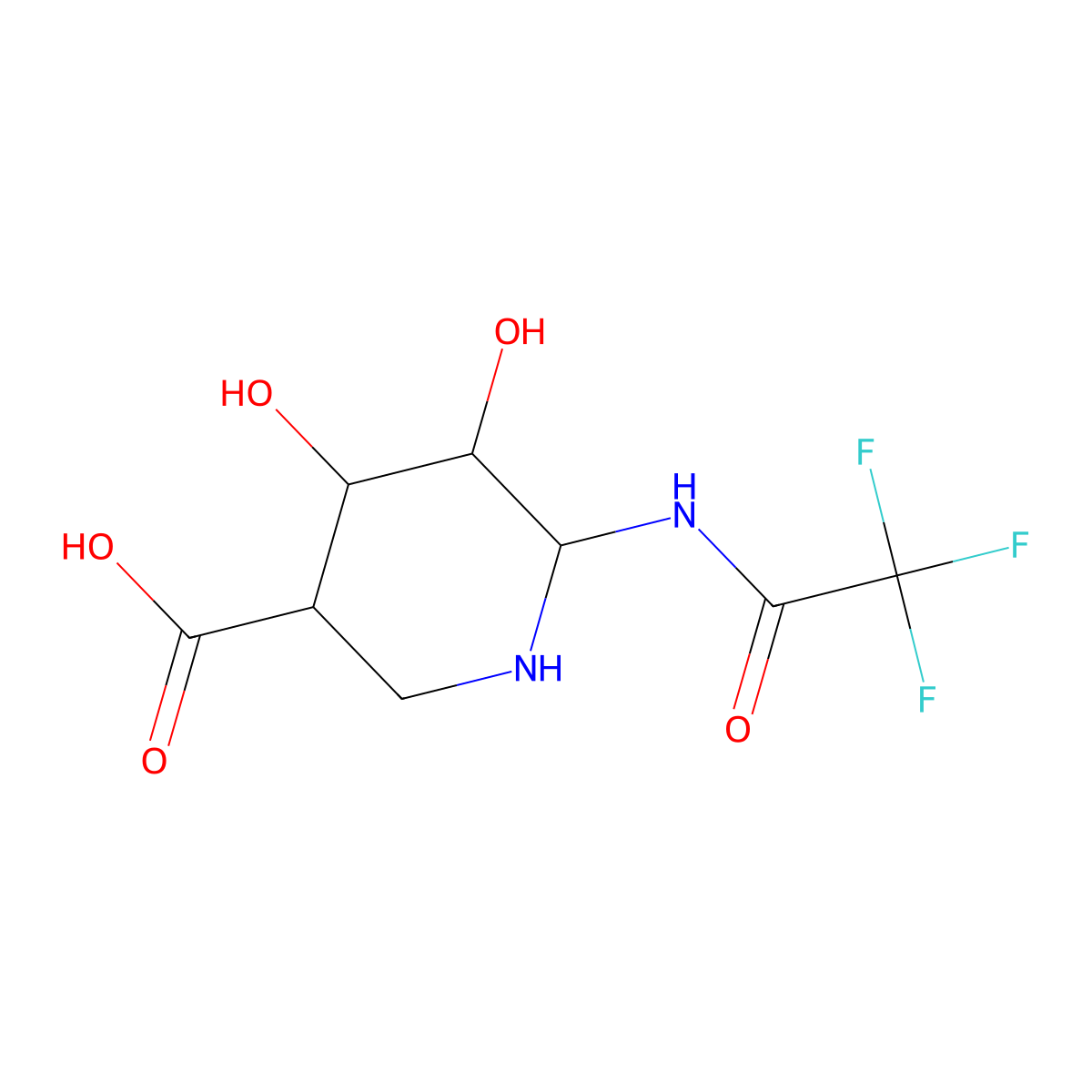 6-(Trifluoroacetamido)-4,5-dihydroxypiperidine-3-carboxylic acid molecular structure, CAS 153758-25-9