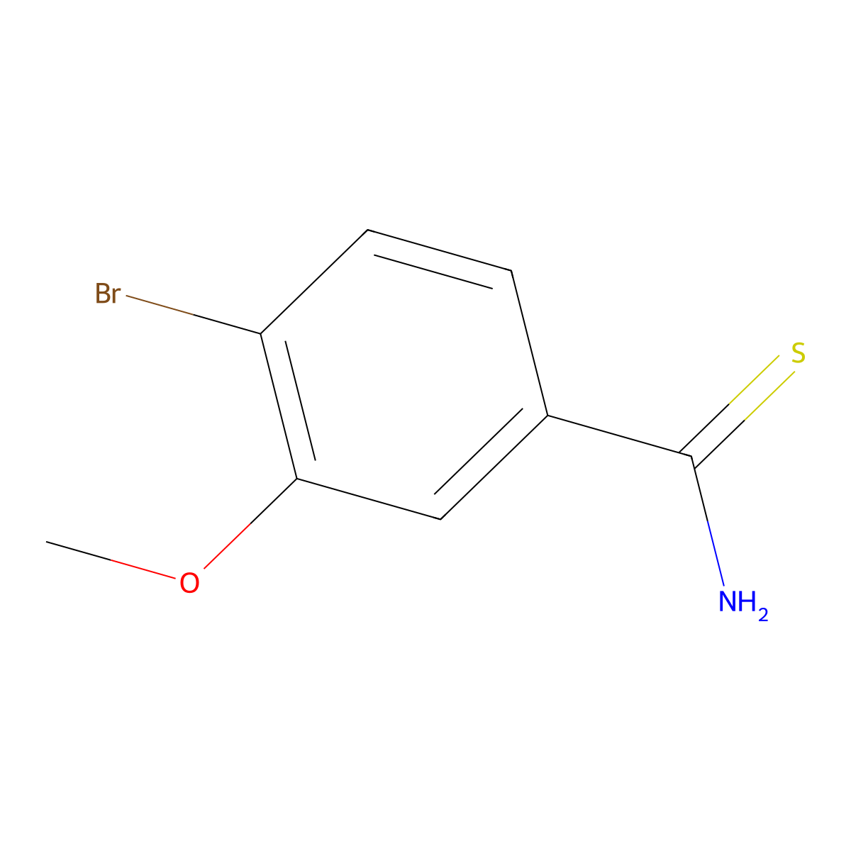 4-Bromo-3-methoxybenzene-1-carbothioamide molecular structure, CAS 1537583-47-3