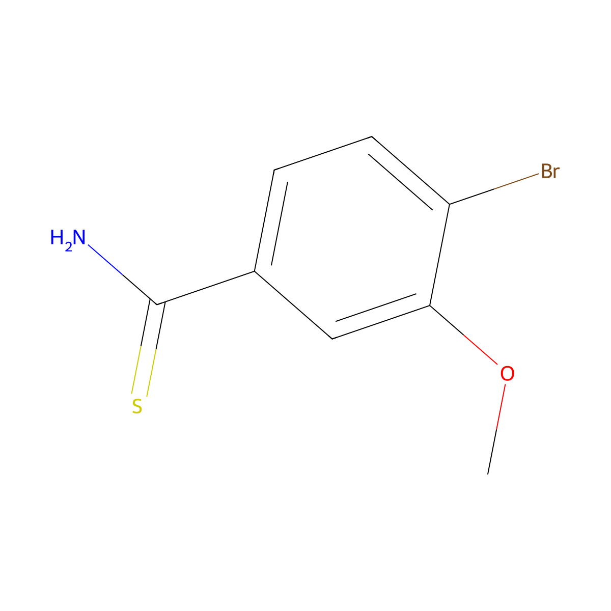 4-Bromo-3-methoxybenzene-1-carbothioamide molecular structure, CAS 1537583-47-3