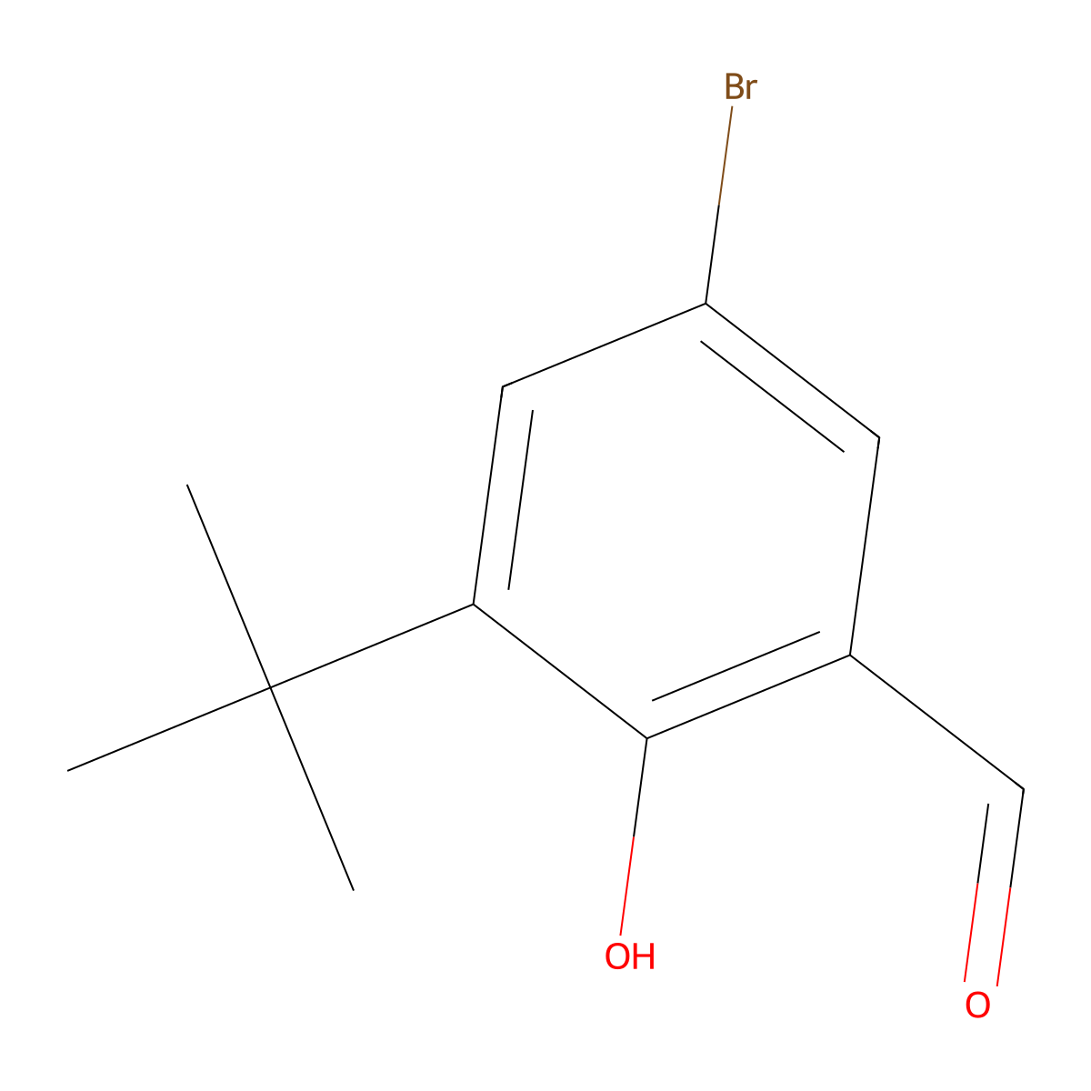 5-Bromo-3-(tert-butyl)-2-hydroxybenzaldehyde molecular structure, CAS 153759-58-1
