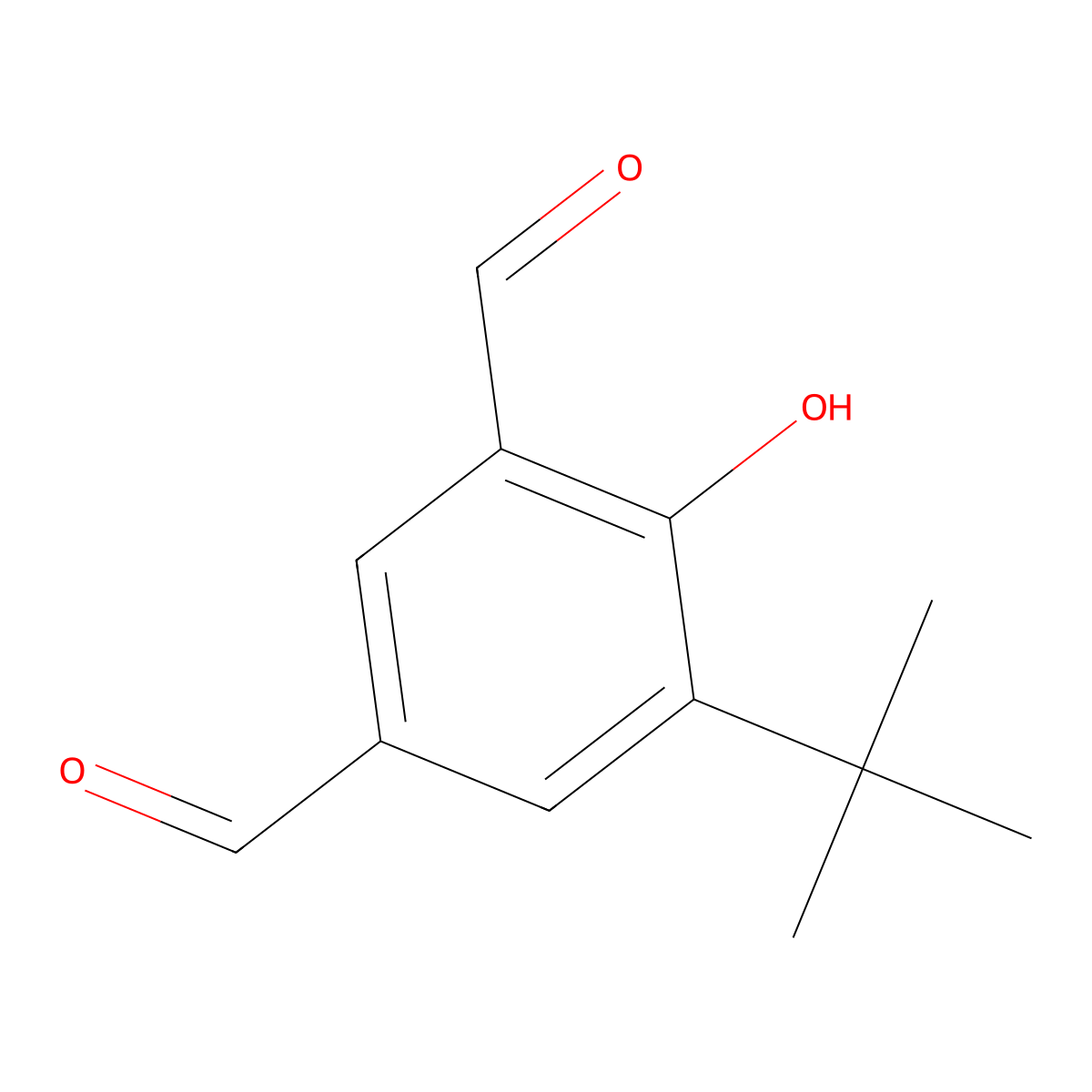 5-Tert-butyl-4-hydroxybenzene-1,3-dicarbaldehyde molecular structure, CAS 153759-59-2