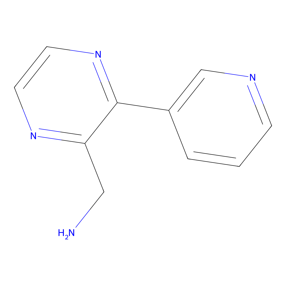(3-(Pyridin-3-yl)pyrazin-2-yl)methanamine molecular structure, CAS 1537596-16-9