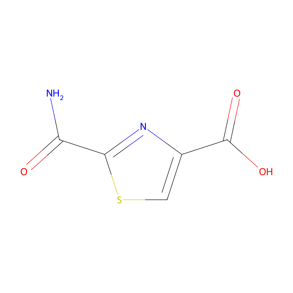 2-Carbamoyl-1,3-thiazole-4-carboxylic acid molecular structure, CAS 1537602-93-9