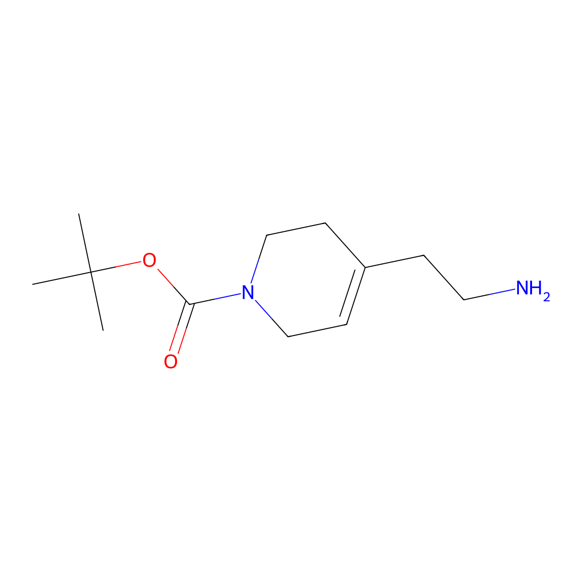 Tert-butyl 4-(2-aminoethyl)-1,2,3,6-tetrahydropyridine-1-carboxylate molecular structure, CAS 1537603-47-6