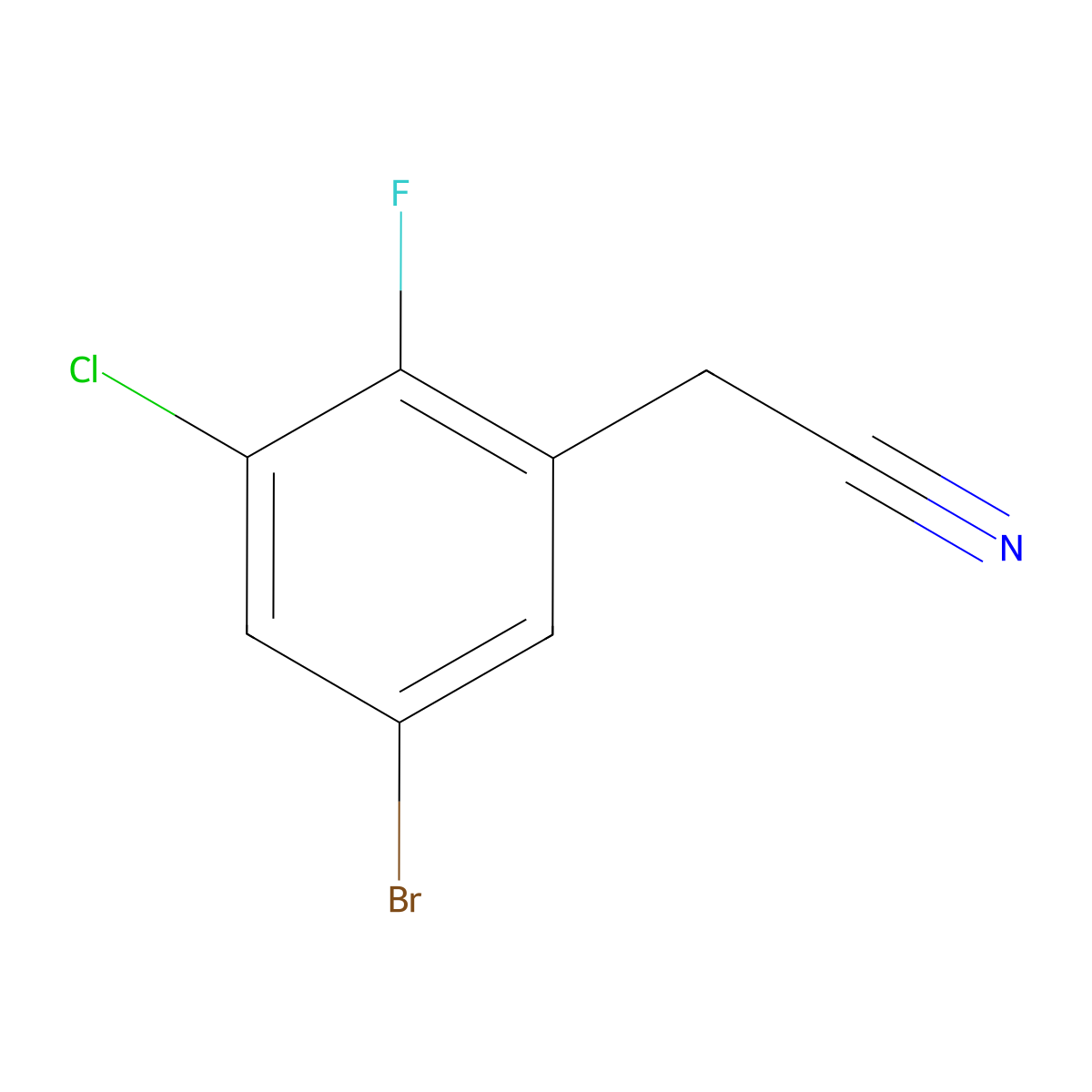 5-Bromo-3-chloro-2-fluorophenylacetonitrile molecular structure, CAS 1537627-12-5