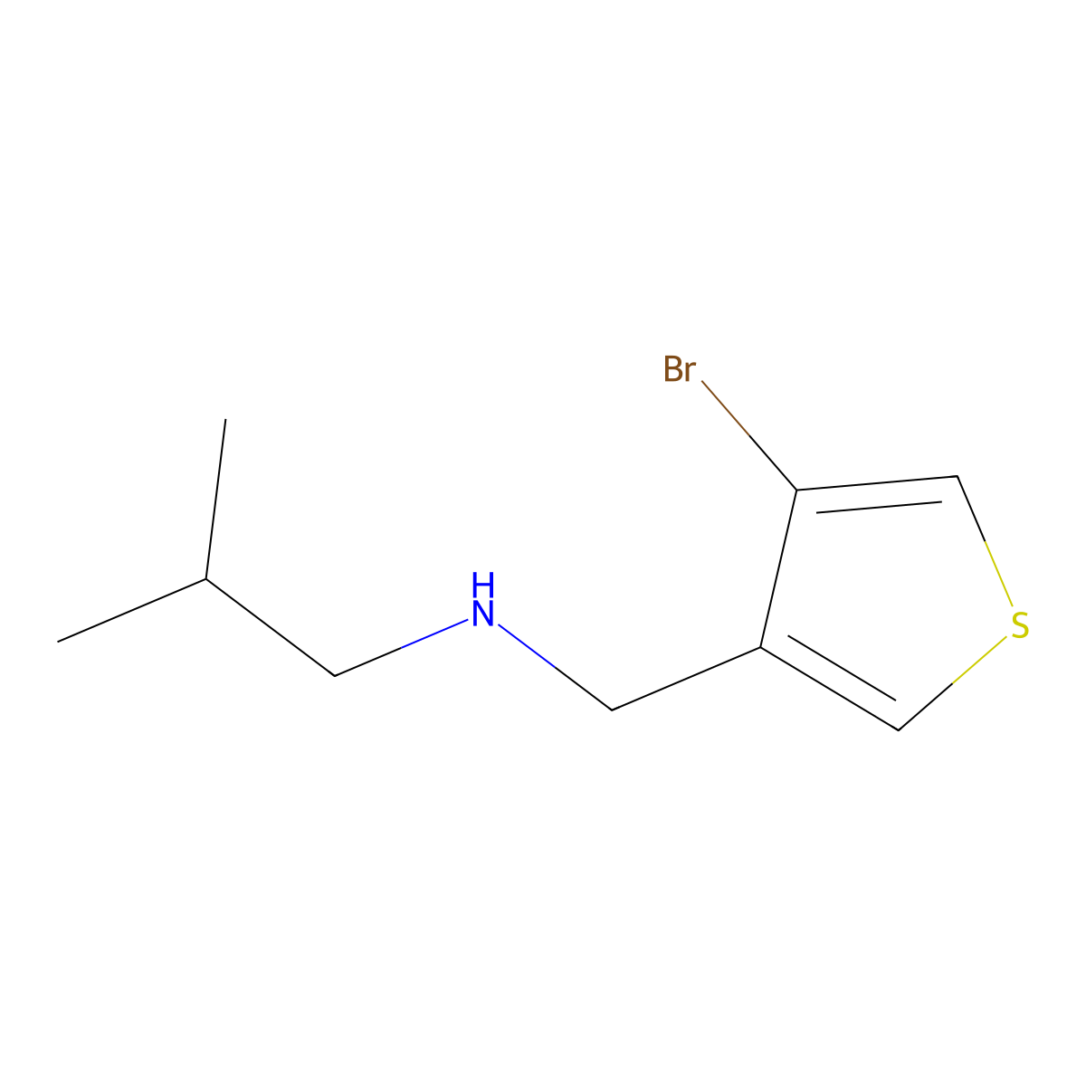 n-((4-Bromothiophen-3-yl)methyl)-2-methylpropan-1-amine molecular structure, CAS 1537629-95-0