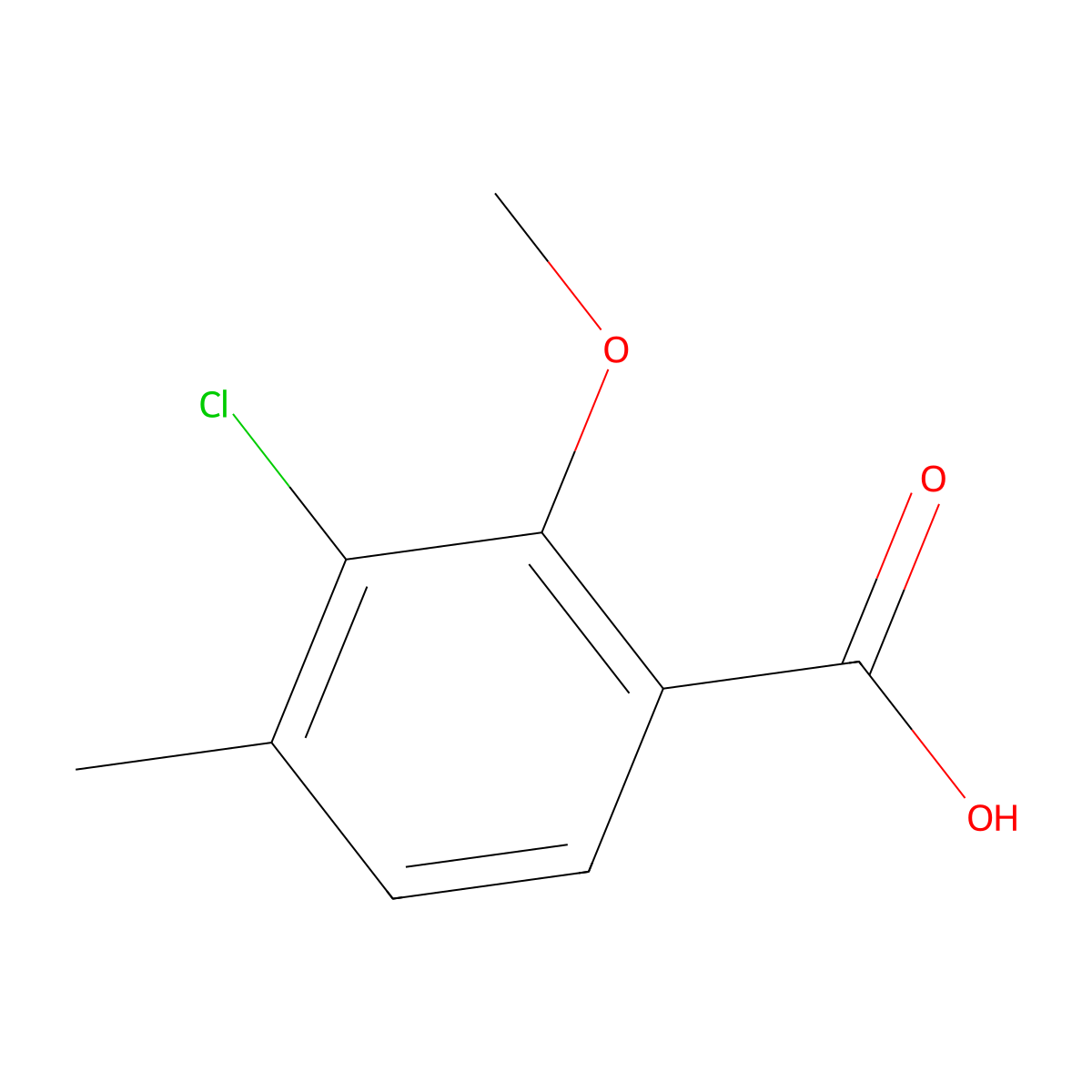 3-Chloro-2-methoxy-4-methylbenzoic acid molecular structure, CAS 1537639-91-0
