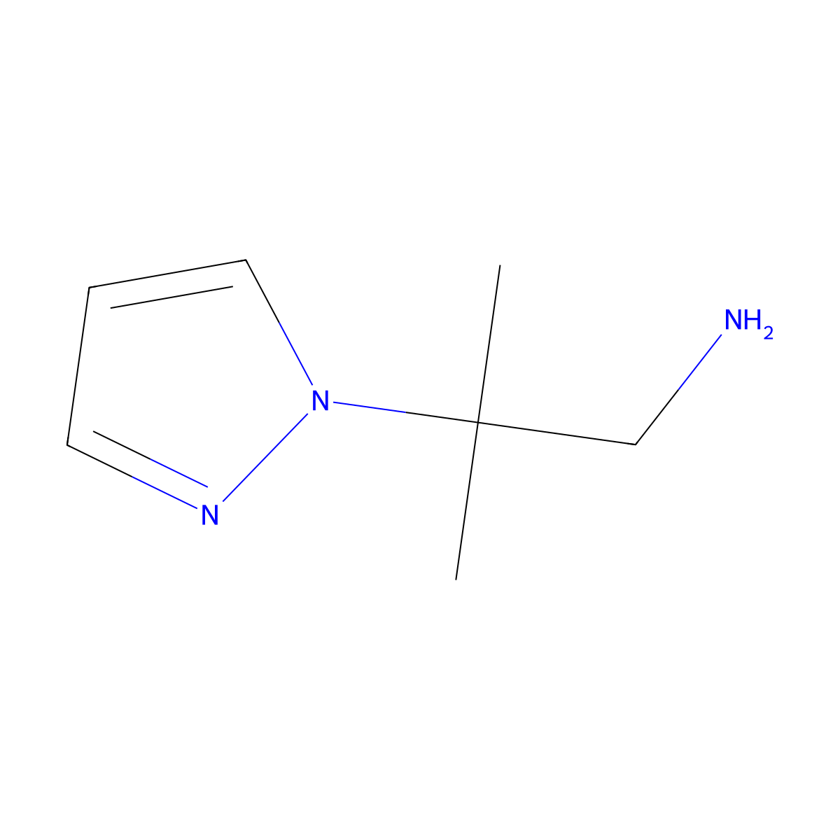 2-methyl-2-(1H-pyrazol-1-yl)propan-1-amine molecular structure, CAS 1537655-09-6