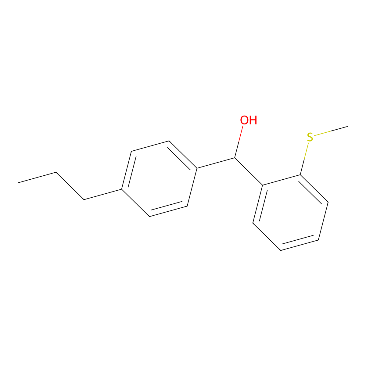 [2-(Methylsulfanyl)phenyl](4-propylphenyl)methanol molecular structure, CAS 1537671-70-7