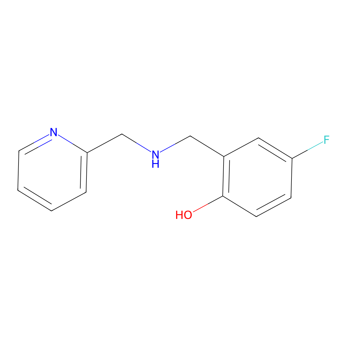 4-Fluoro-2-(((pyridin-2-ylmethyl)amino)methyl)phenol molecular structure, CAS 1537676-83-7