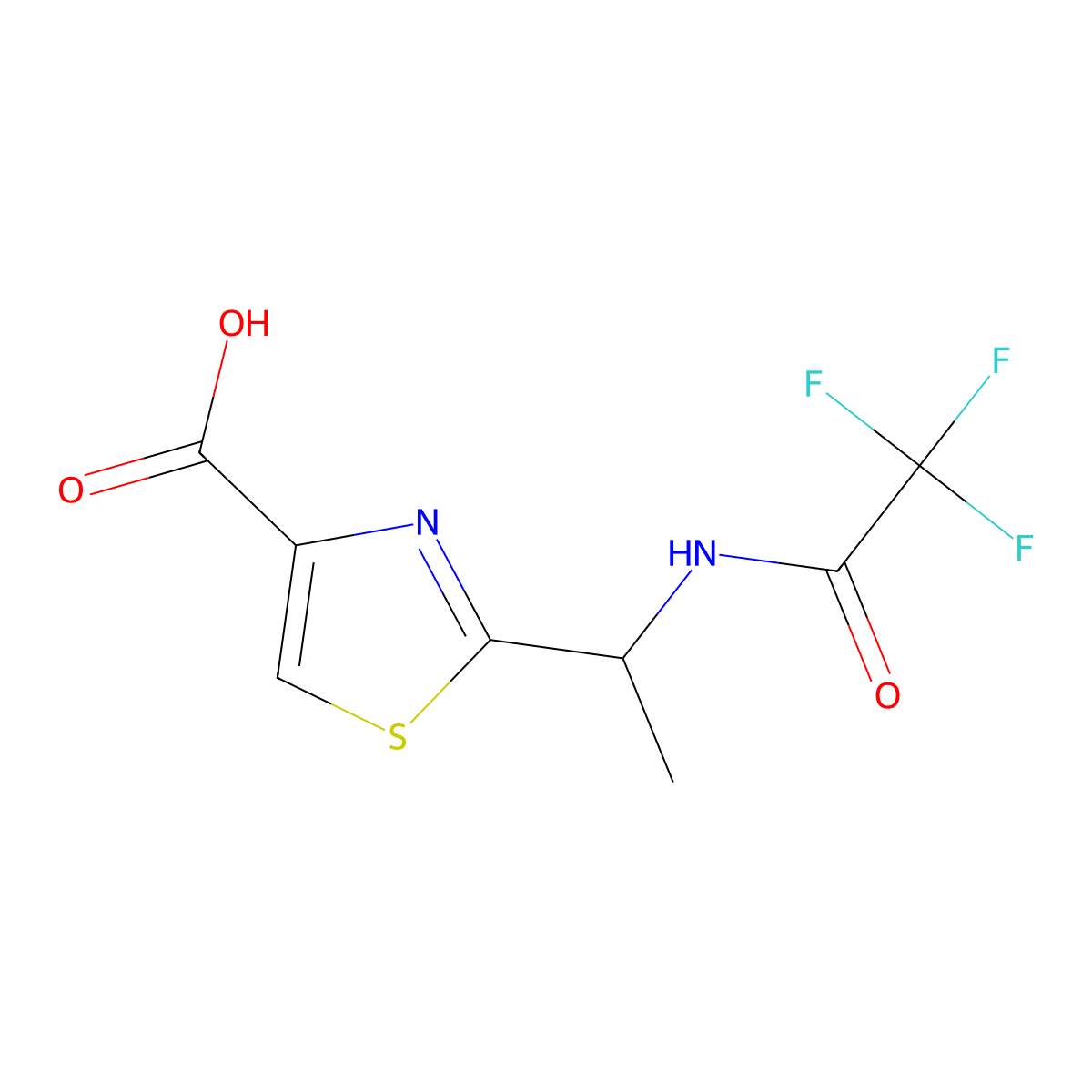 2-(1-(2,2,2-Trifluoroacetamido)ethyl)thiazole-4-carboxylic acid molecular structure, CAS 1537678-28-6