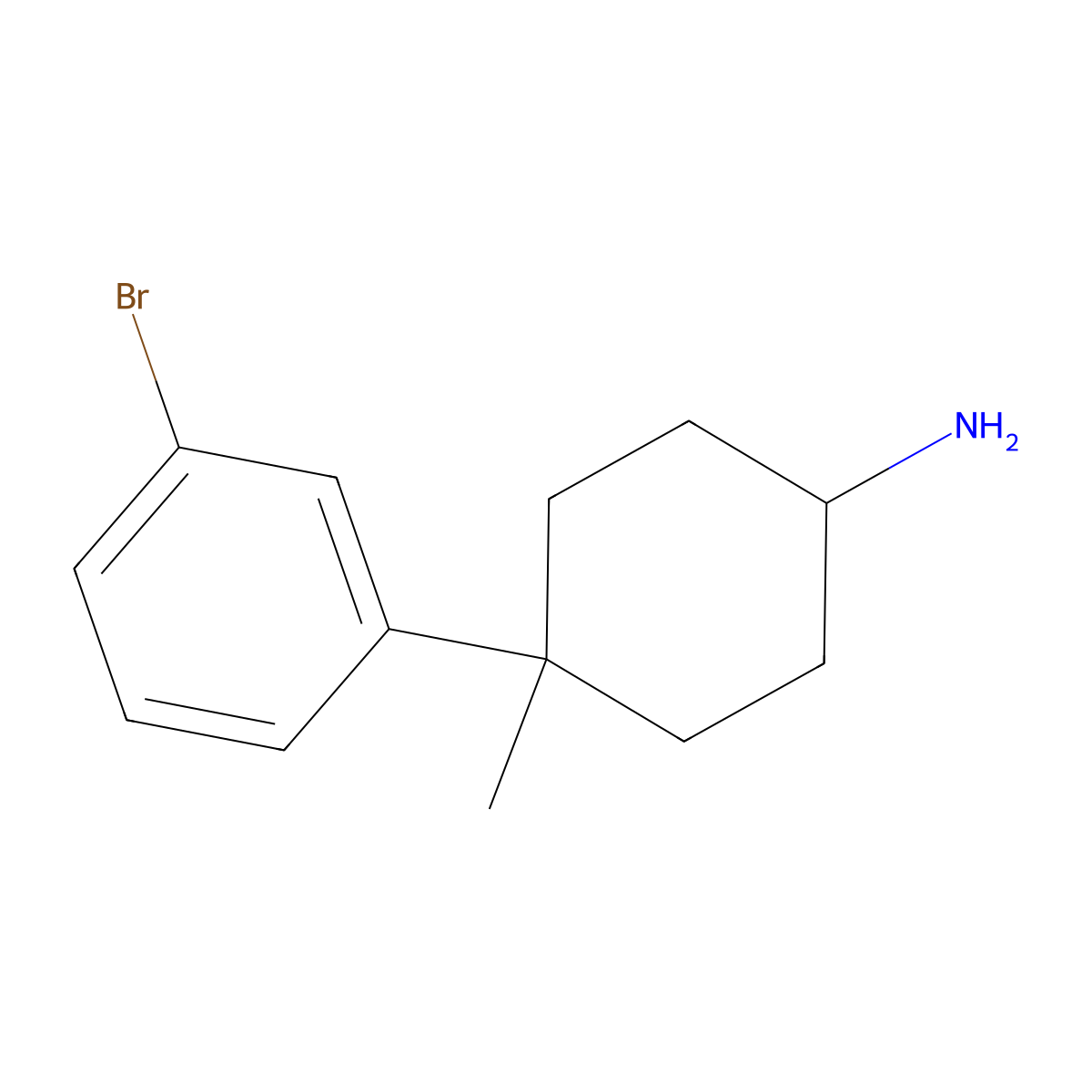 4-(3-Bromophenyl)-4-methylcyclohexan-1-amine molecular structure, CAS 1537678-61-7