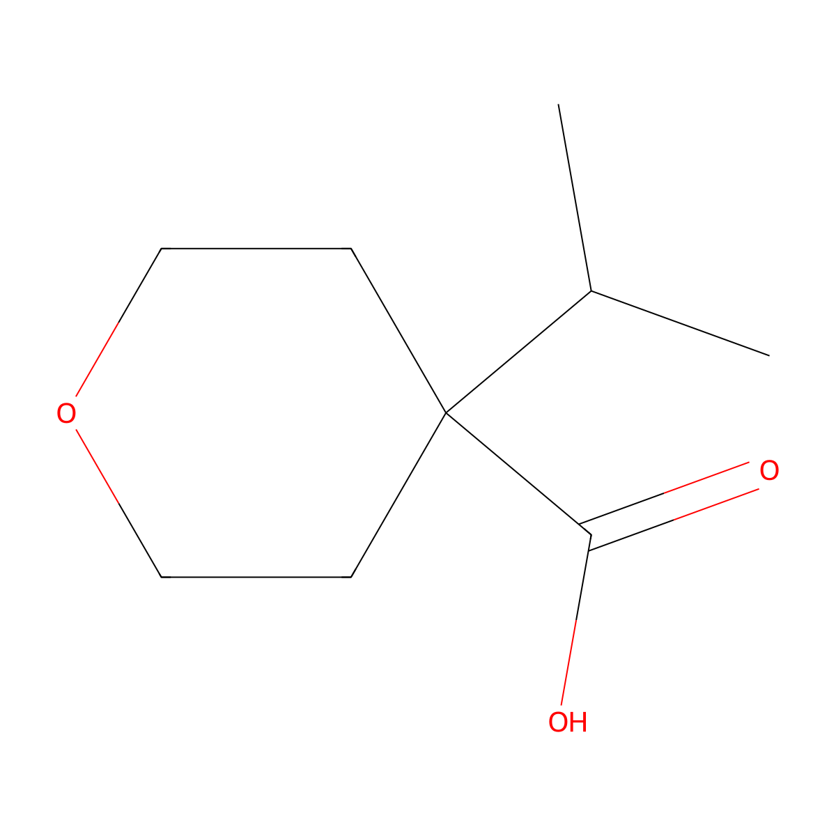 4-(Propan-2-yl)oxane-4-carboxylic acid molecular structure, CAS 1537679-59-6