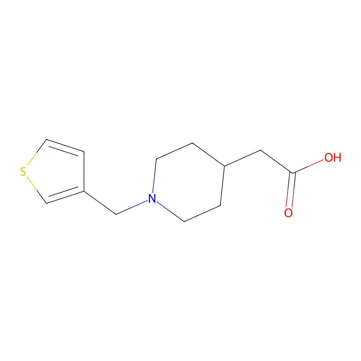 2-{1-[(Thiophen-3-yl)methyl]piperidin-4-yl}acetic acid molecular structure, CAS 1537688-27-9