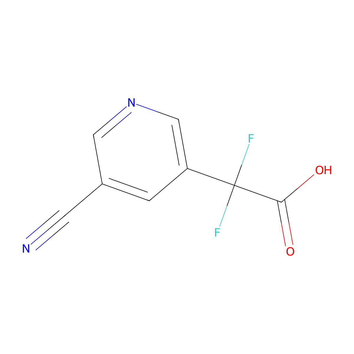 2-(5-Cyanopyridin-3-yl)-2,2-difluoroacetic acid molecular structure, CAS 1537689-58-9