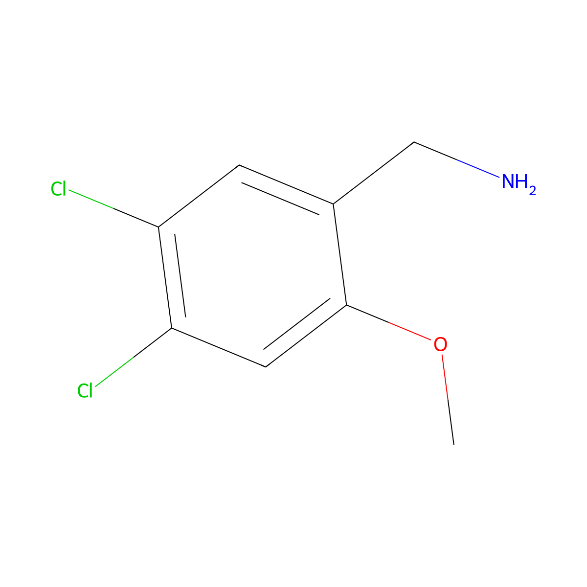 (4,5-Dichloro-2-methoxyphenyl)methanamine molecular structure, CAS 1537697-05-4