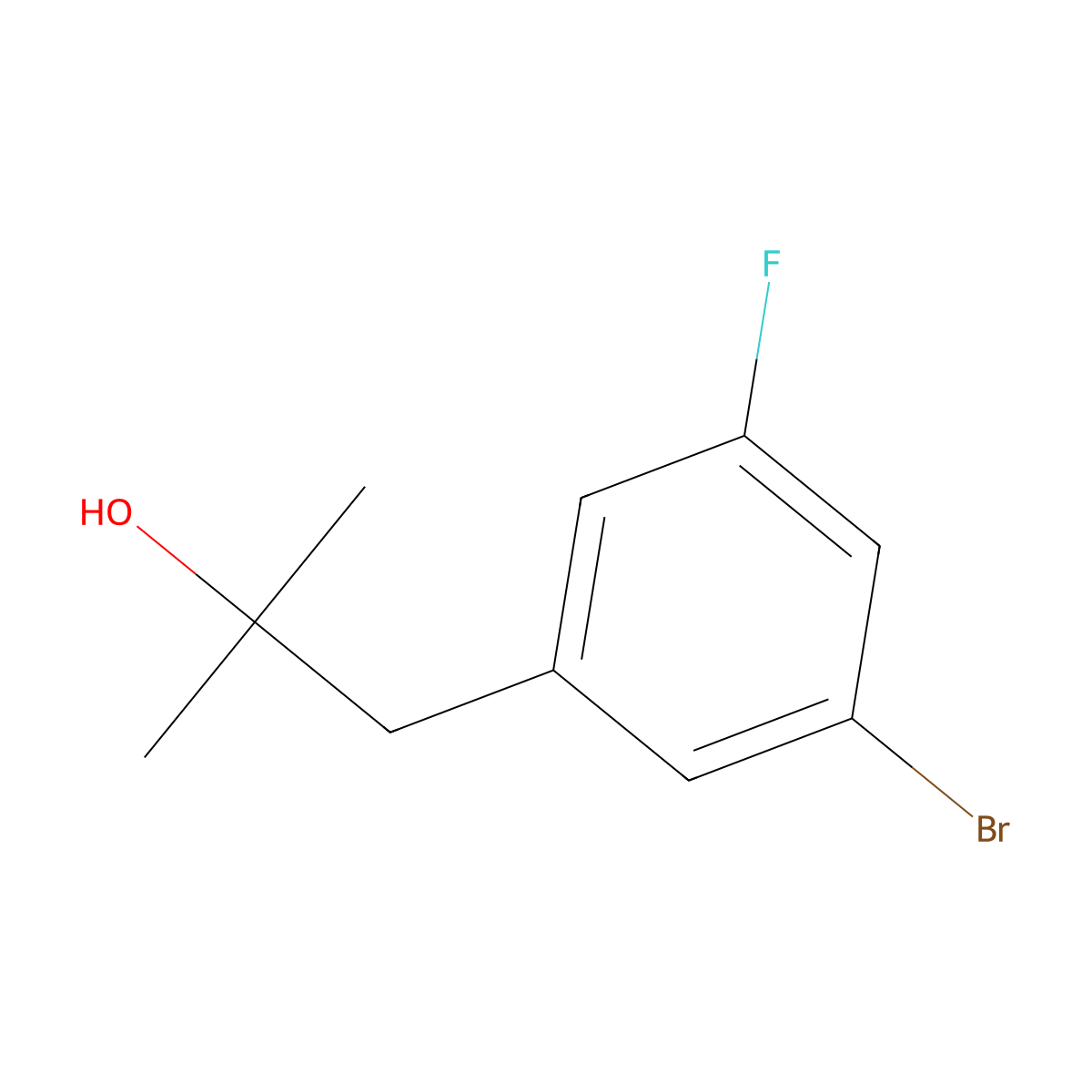 1-(3-Bromo-5-fluorophenyl)-2-methylpropan-2-ol molecular structure, CAS 1537701-66-8