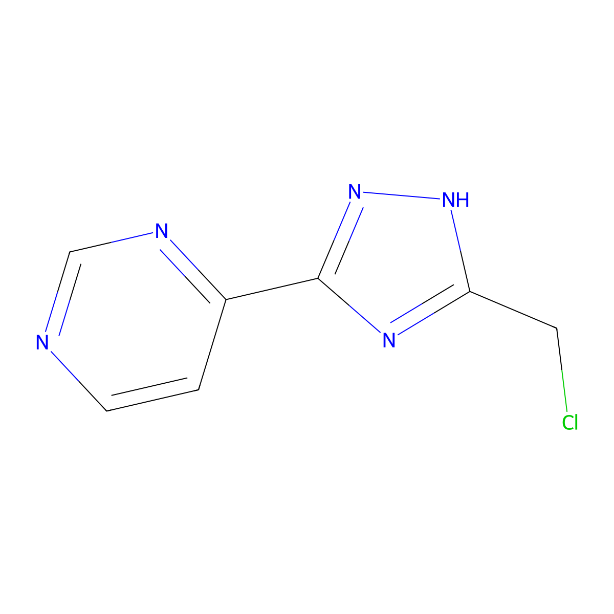 4-[5-(chloromethyl)-4H-1,2,4-triazol-3-yl]pyrimidine molecular structure, CAS 1537706-69-6