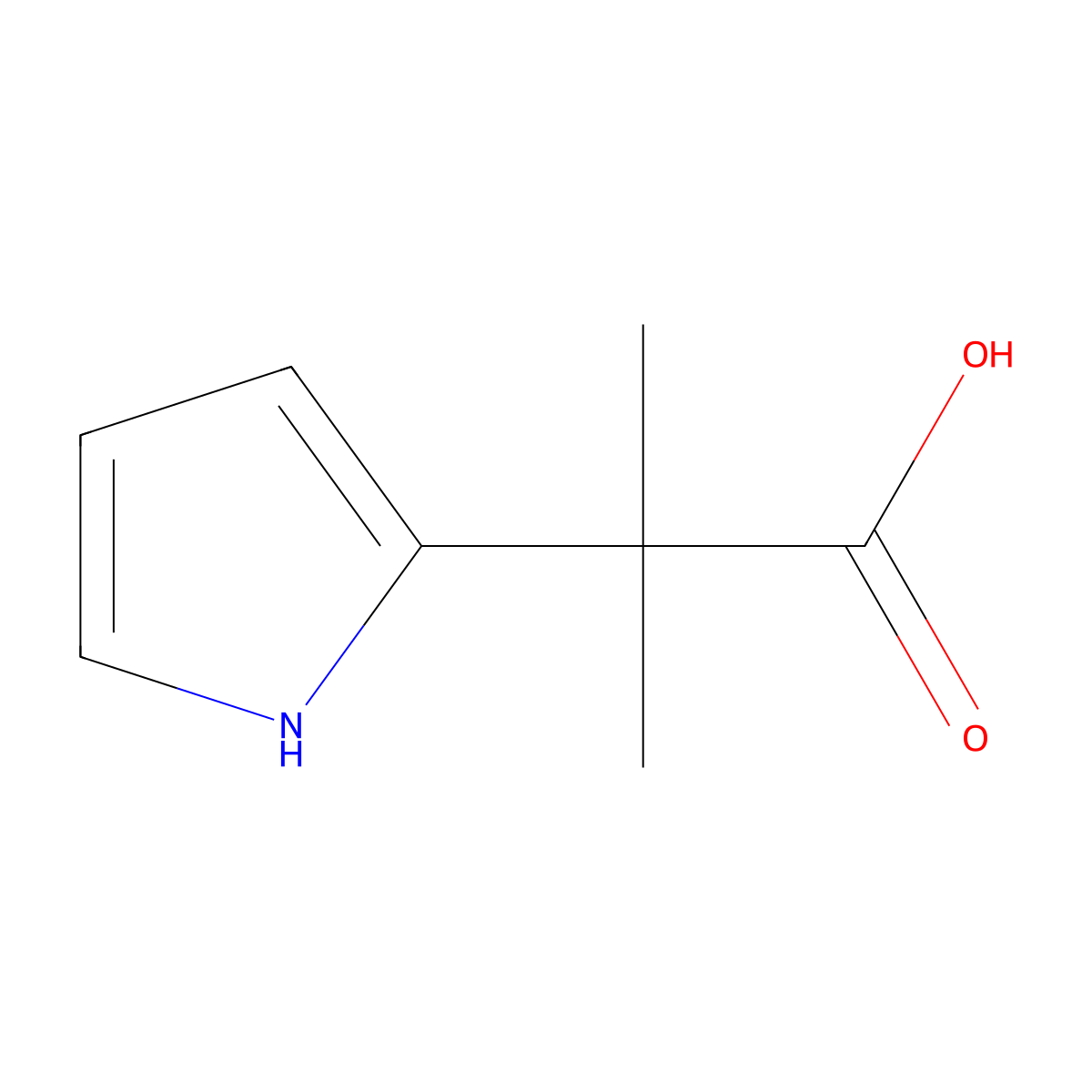 2-methyl-2-(1H-pyrrol-2-yl)propanoic acid molecular structure, CAS 1537726-28-5