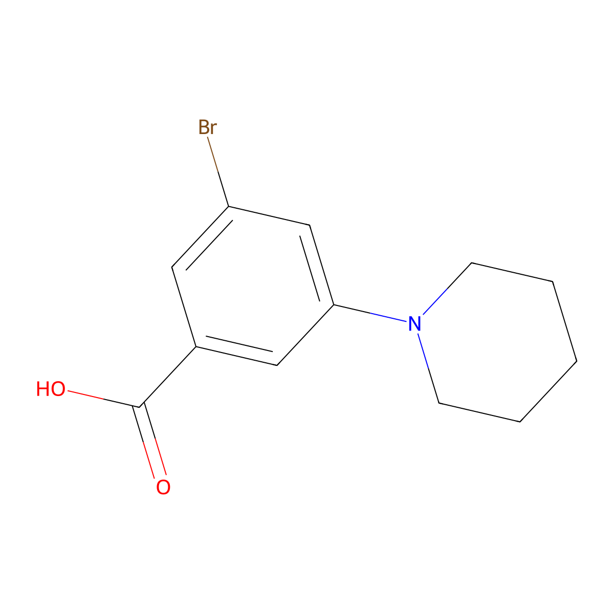 3-Bromo-5-(piperidin-1-yl)benzoic acid molecular structure, CAS 1537729-39-7