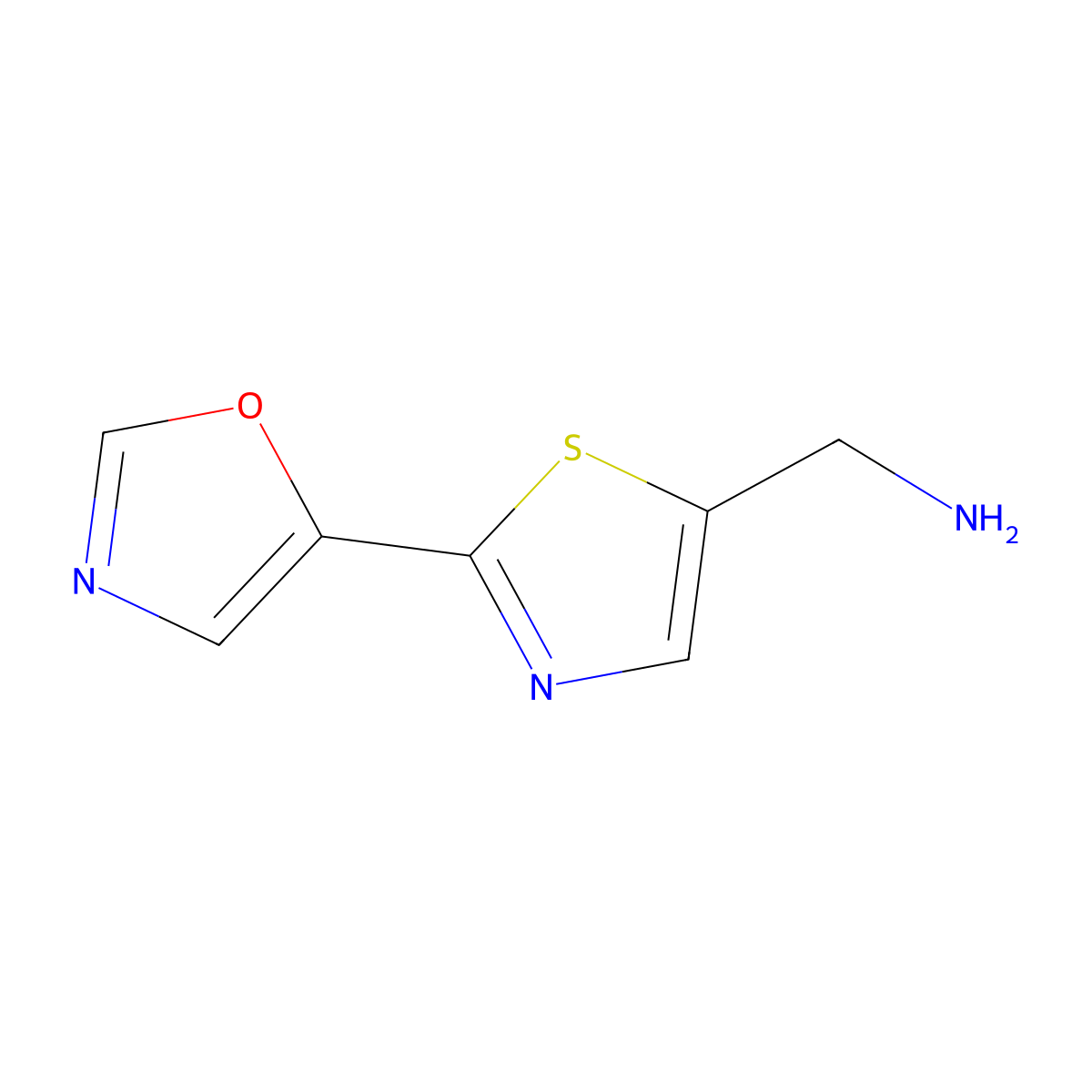 2-(5-Oxazolyl)-5-thiazolemethanamine molecular structure, CAS 1537749-28-2