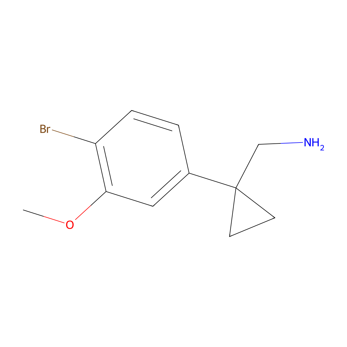 1-[1-(4-Bromo-3-methoxyphenyl)cyclopropyl]methanamine molecular structure, CAS 1537762-24-5