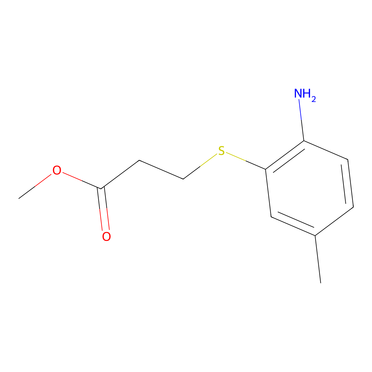 Methyl 3-((2-amino-5-methylphenyl)thio)propanoate molecular structure, CAS 1537796-78-3