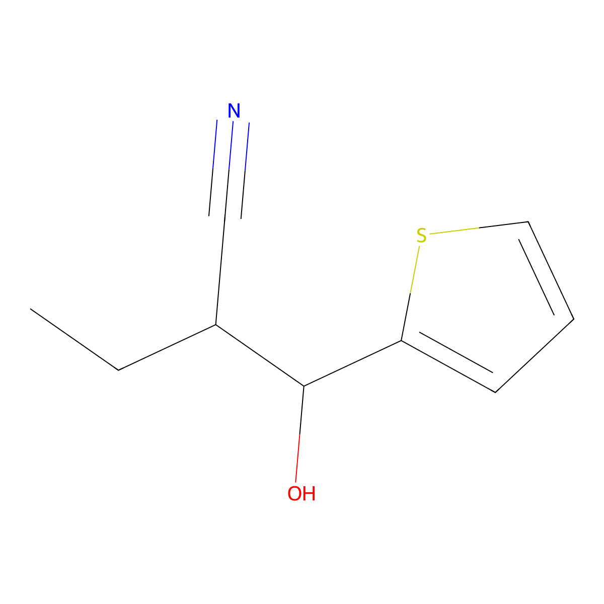 2-[Hydroxy(thiophen-2-yl)methyl]butanenitrile molecular structure, CAS 1537813-35-6