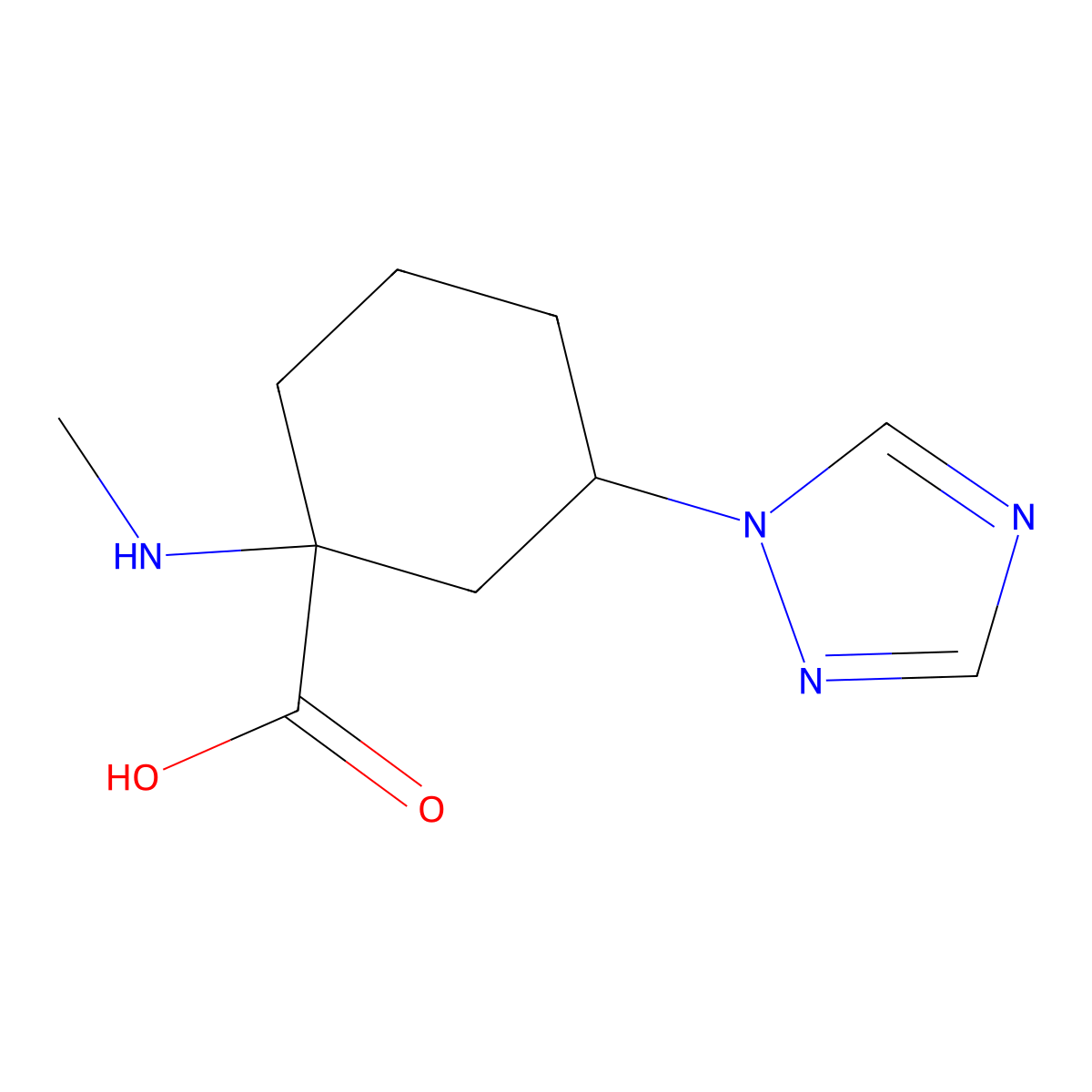 1-(Methylamino)-3-(1h-1,2,4-triazol-1-yl)cyclohexane-1-carboxylic acid molecular structure, CAS 1537822-43-7