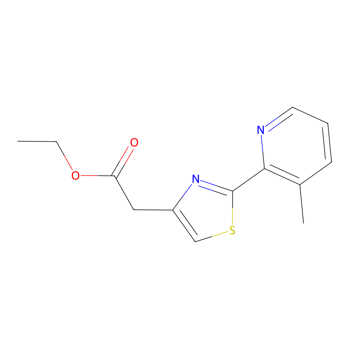 Ethyl 2-(2-(3-methylpyridin-2-yl)thiazol-4-yl)acetate molecular structure, CAS 1537826-48-4